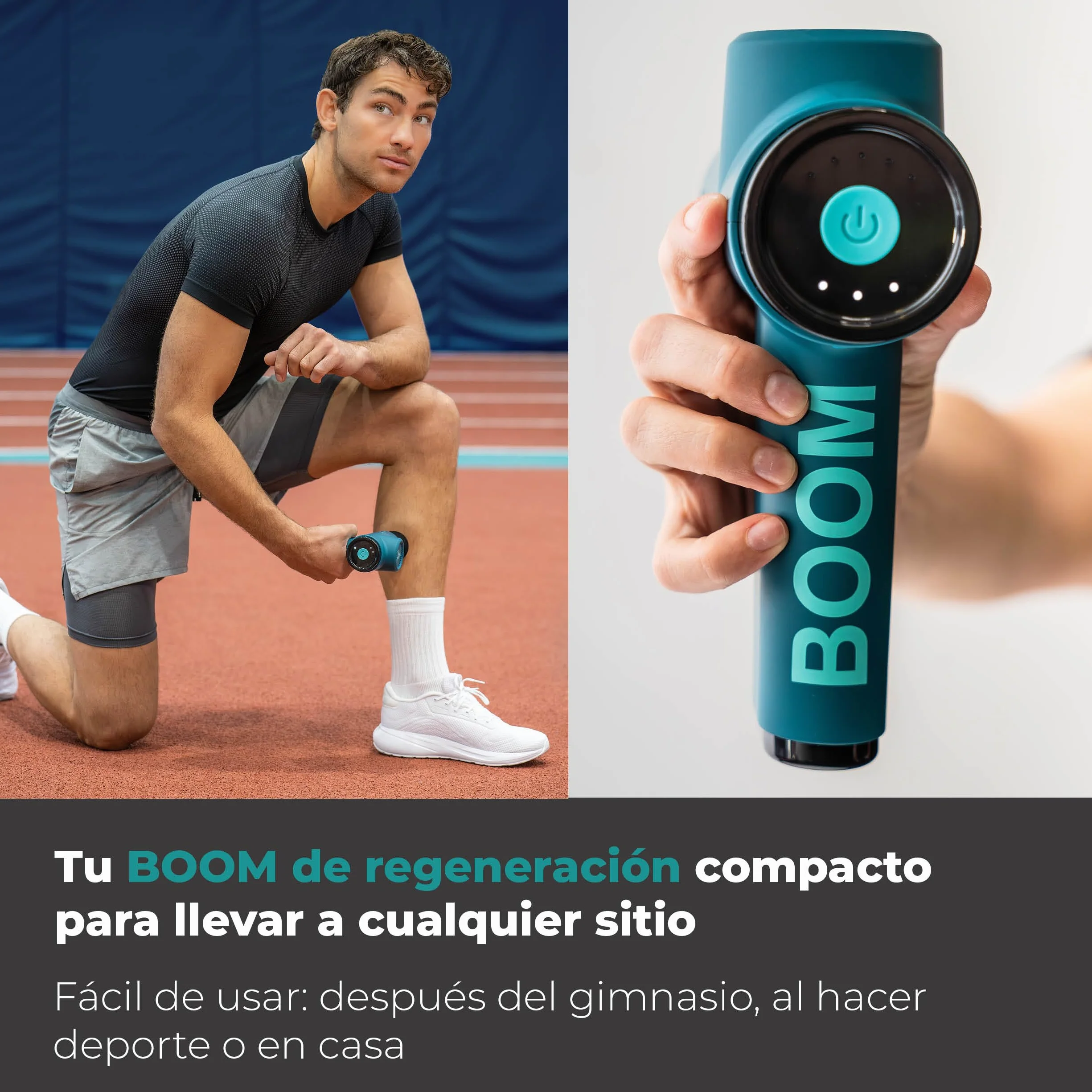 Beurer BOOM Pistola de masaje muscular, Massage Gun compacta, 4 accesorios, 5 niveles de intensidad, batería