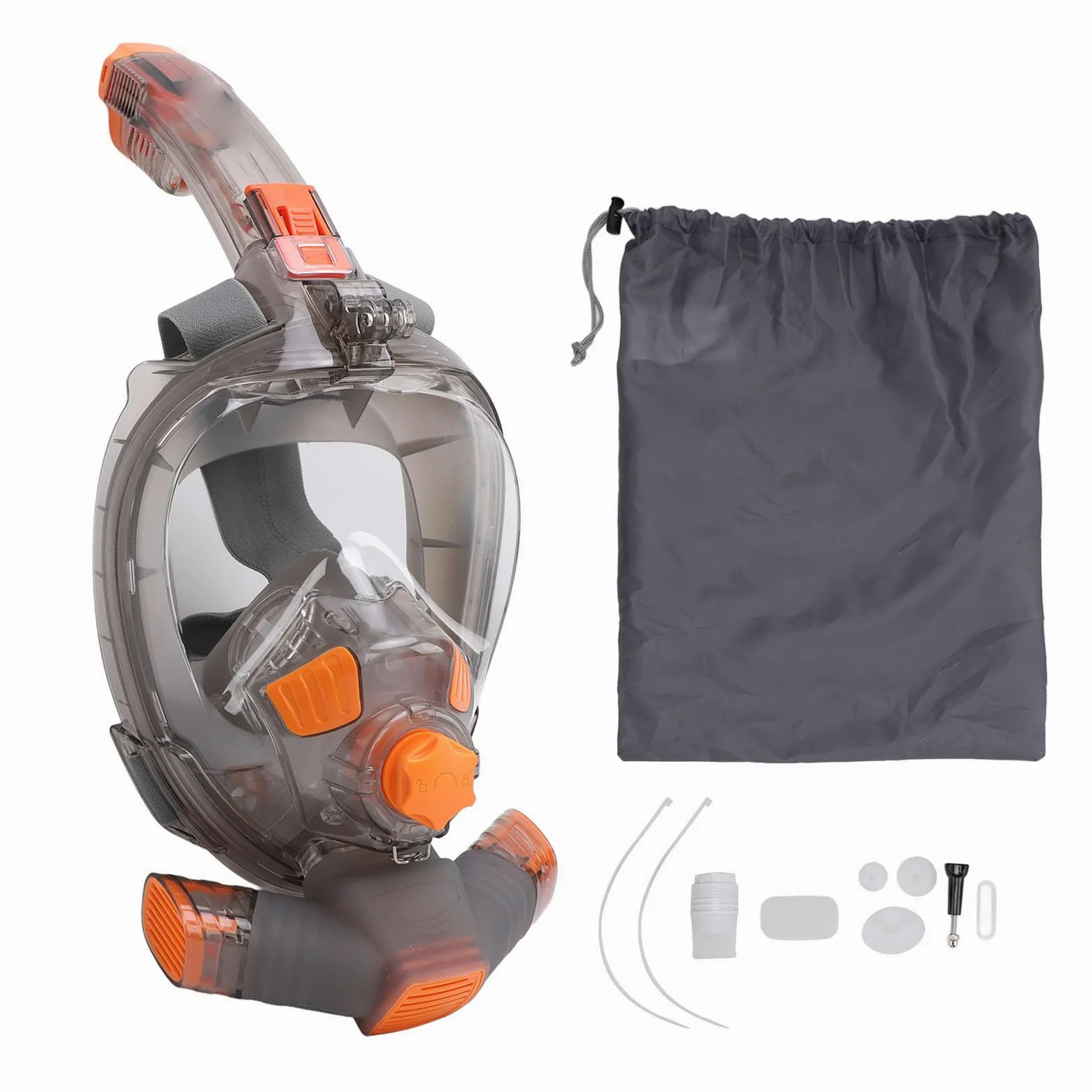Máscara de Snorkel de Cara Completa, Gafas de Snorkel Antivaho con Tubo de Respiración y Soporte para Cámara, Máscara de Natación Plegable Panorámica Antifugas de 180 ° para