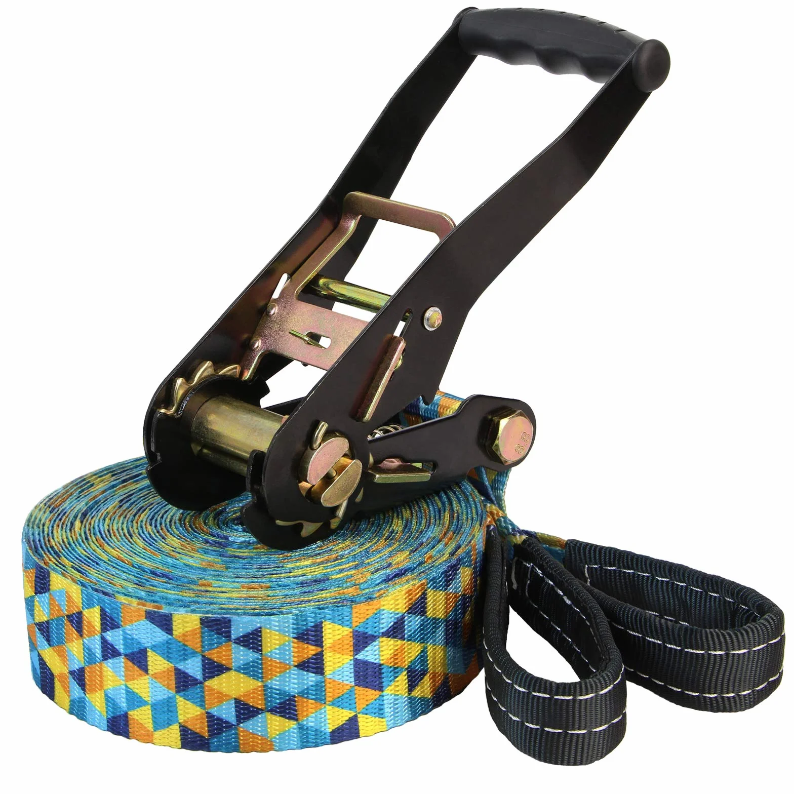 ALPIDEX Slackline Set 15 m con Protector de árbol y Trinquete