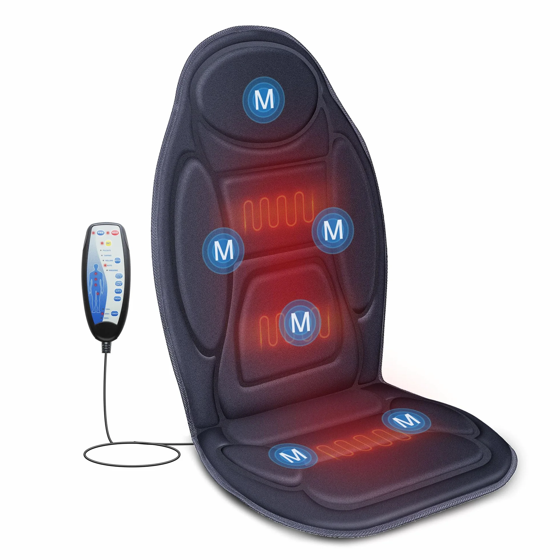 Snailax Cojín de Masaje con Vibración para Espalda, Asiento de Masaje para Casa y Oficina