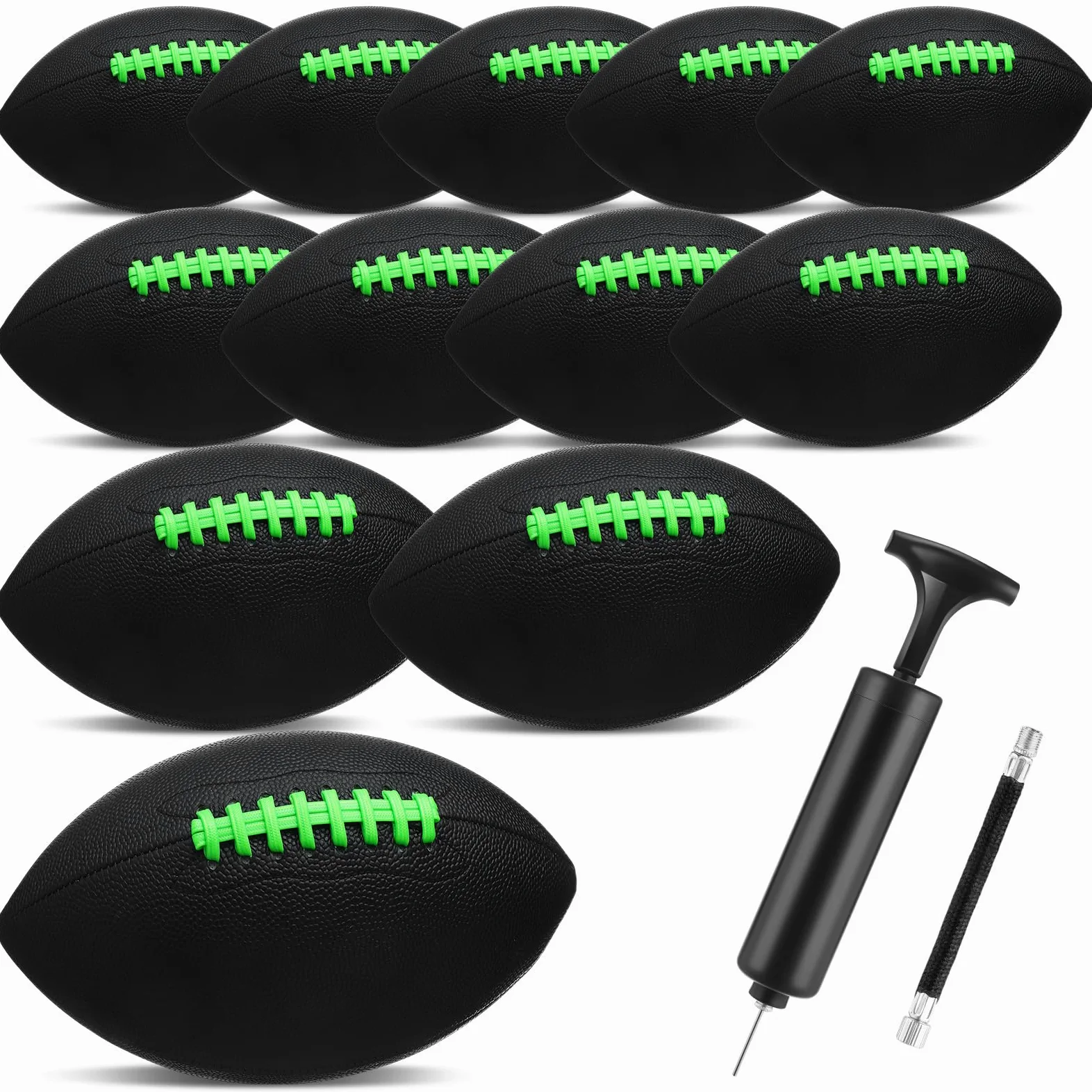Syhood Paquete de 12 balones de fútbol de cuero compuesto, tamaño oficial, balones inflables de cuero a granel con regulación de bomba, fútbol universitario para entrenamiento y juego recreativo