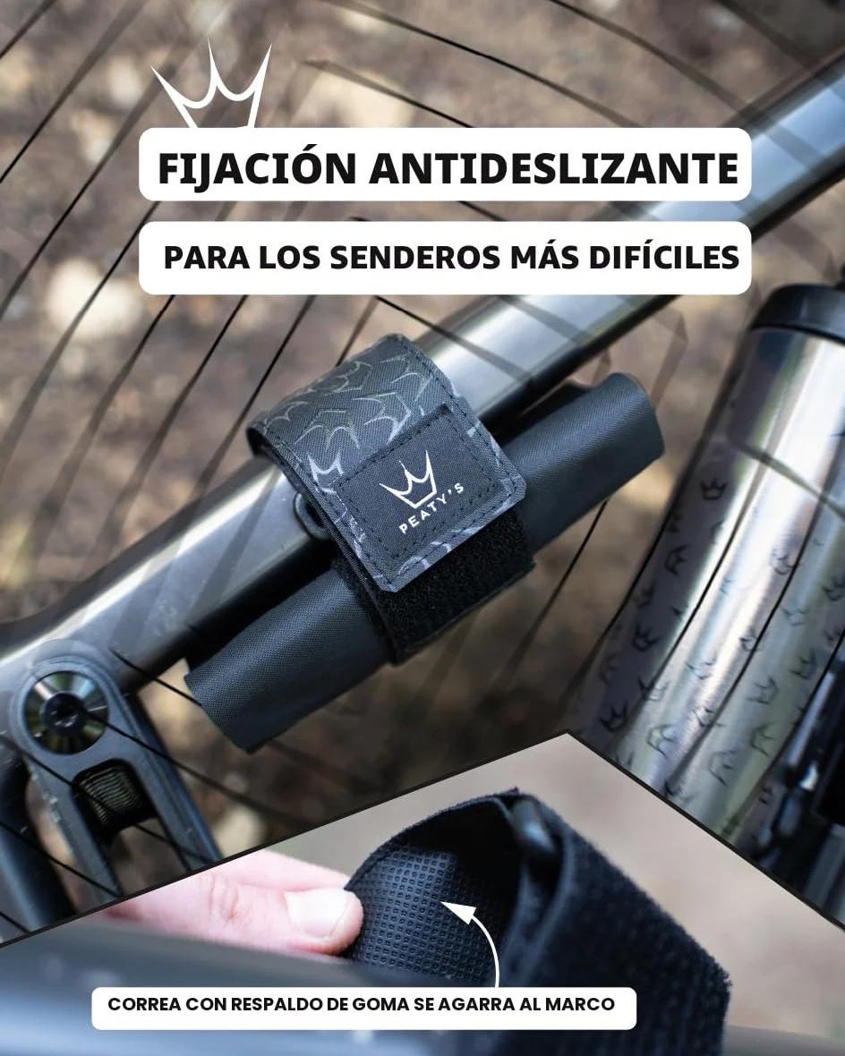 Peaty's Holdfast Bolsa Portaherramientas para Bicicleta - Impermeable con Sistema Antideslizante y Bolsillo con Cremallera, Organizador Reflectante para Herramientas de Ciclismo sin Mochila - Negro