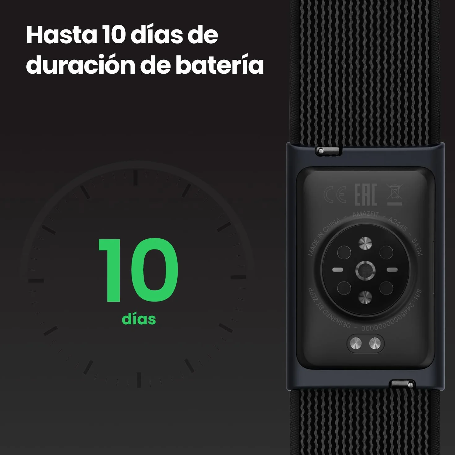 Amazfit Helio Strap Smart Band Monitor de Actividad 24/7, Ritmo Cardíaco, Sueño, Batería 10 Días, 50+ Deportes, Fuerza, Hyrox, Sin Suscripción, Android y iPhone