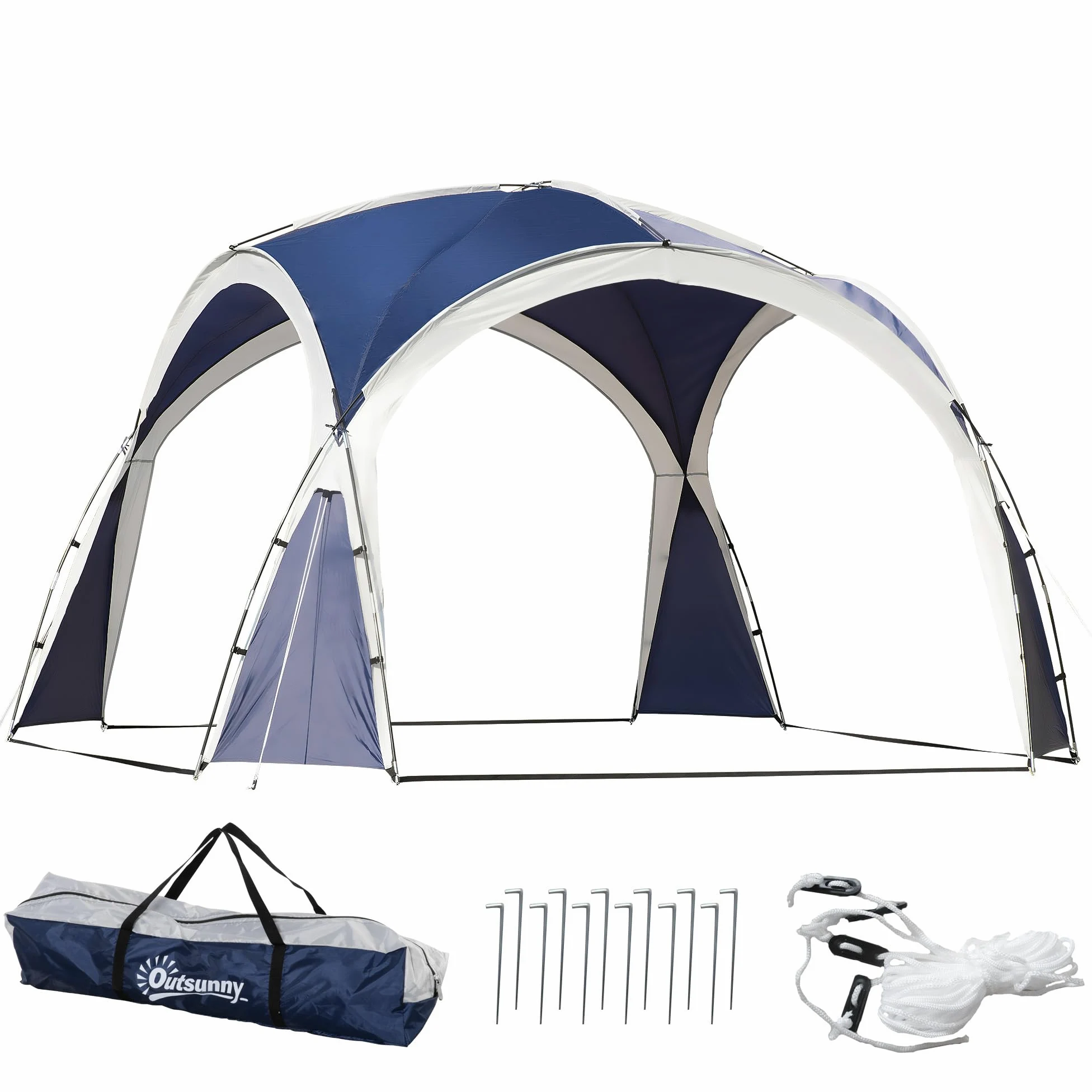Outsunny Toldo Camping Plegable 3,5x3,5 m Impermeable Protección UV Azul
