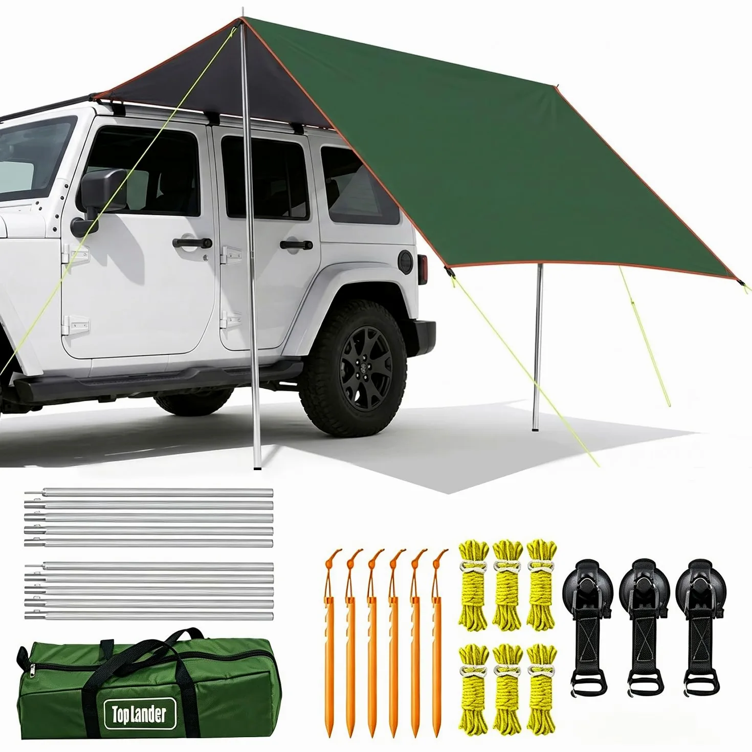 Toldo Camping Impermeable con Poste de Aluminio para Acampar Protección Solar UV50 + Toldo de Refugio 3X4M Lonas de Tiendas de Campaña Ideal Aire Libre, Acampe,