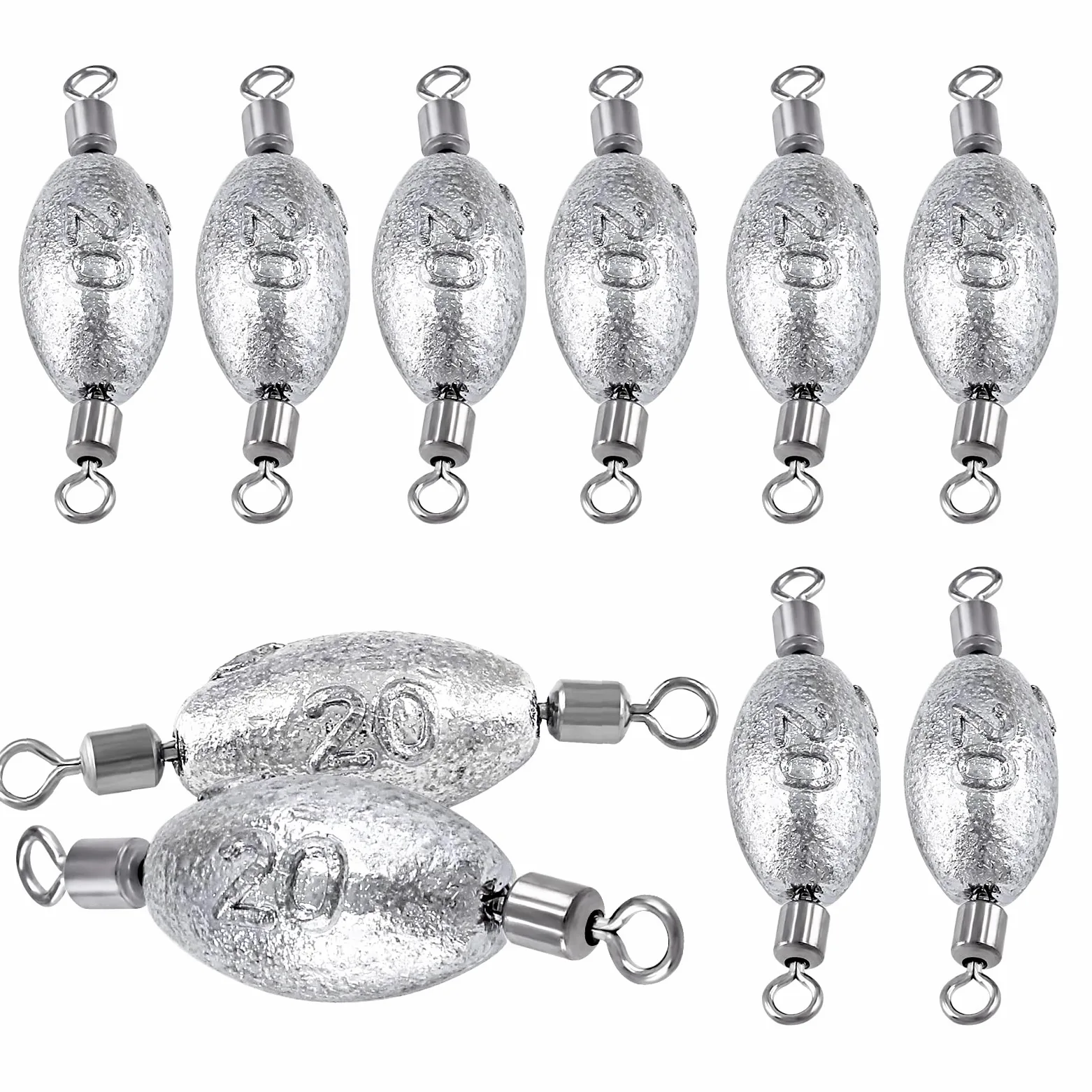 Hitefu 10 plomos de peso de pesca, pesas en línea de 3/4 onzas, plomos de pesca de plomo, plomos de huevos para pesca de fondo