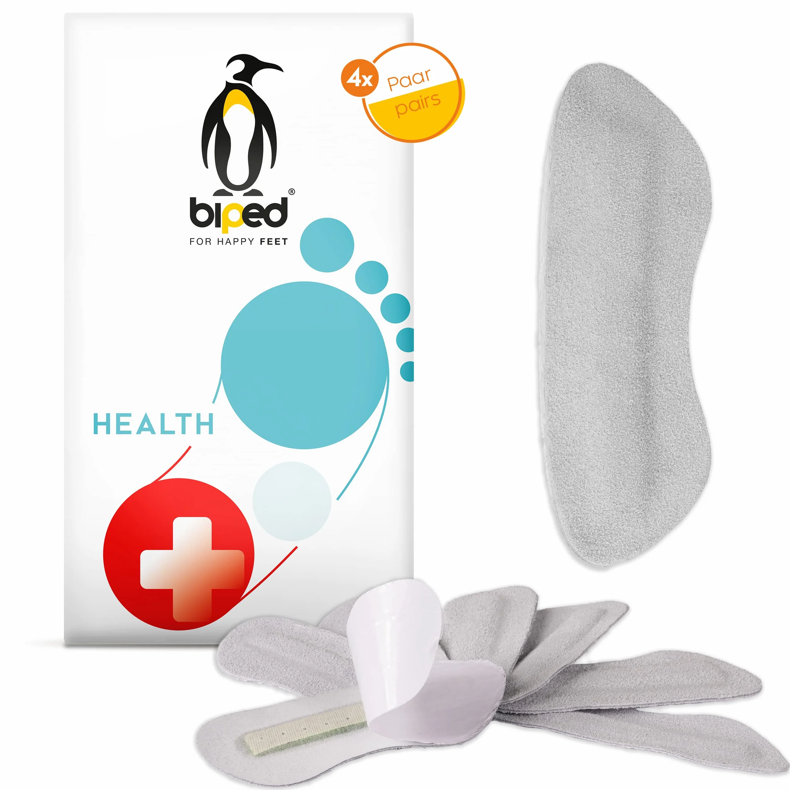 biped HEALTH 4 pares taloneras antideslizantes autoadhesivas suave piel de velour