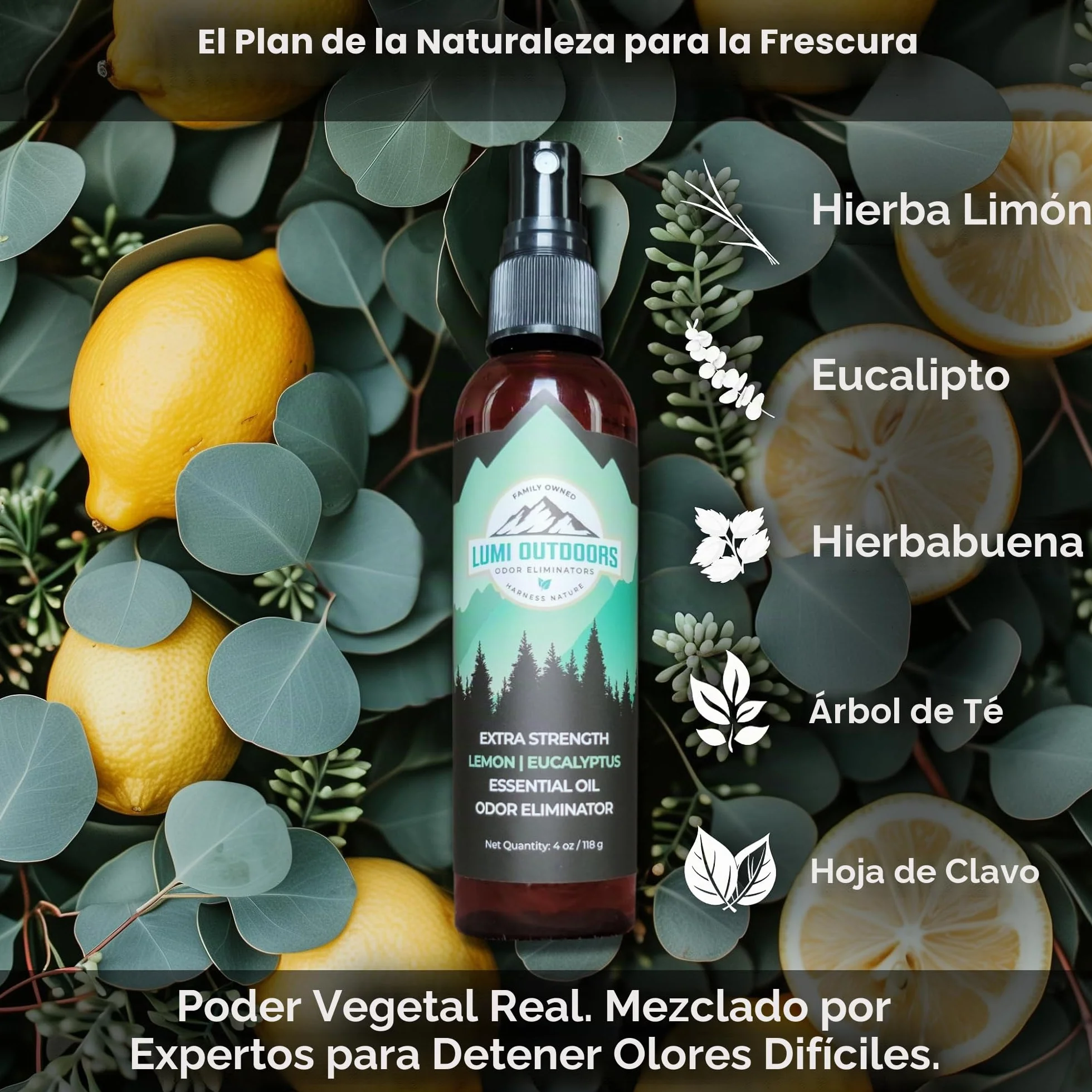 Lumi Outdoors Desodorante Natural para Zapatos y Polvo para Pies, Eucalipto Limón