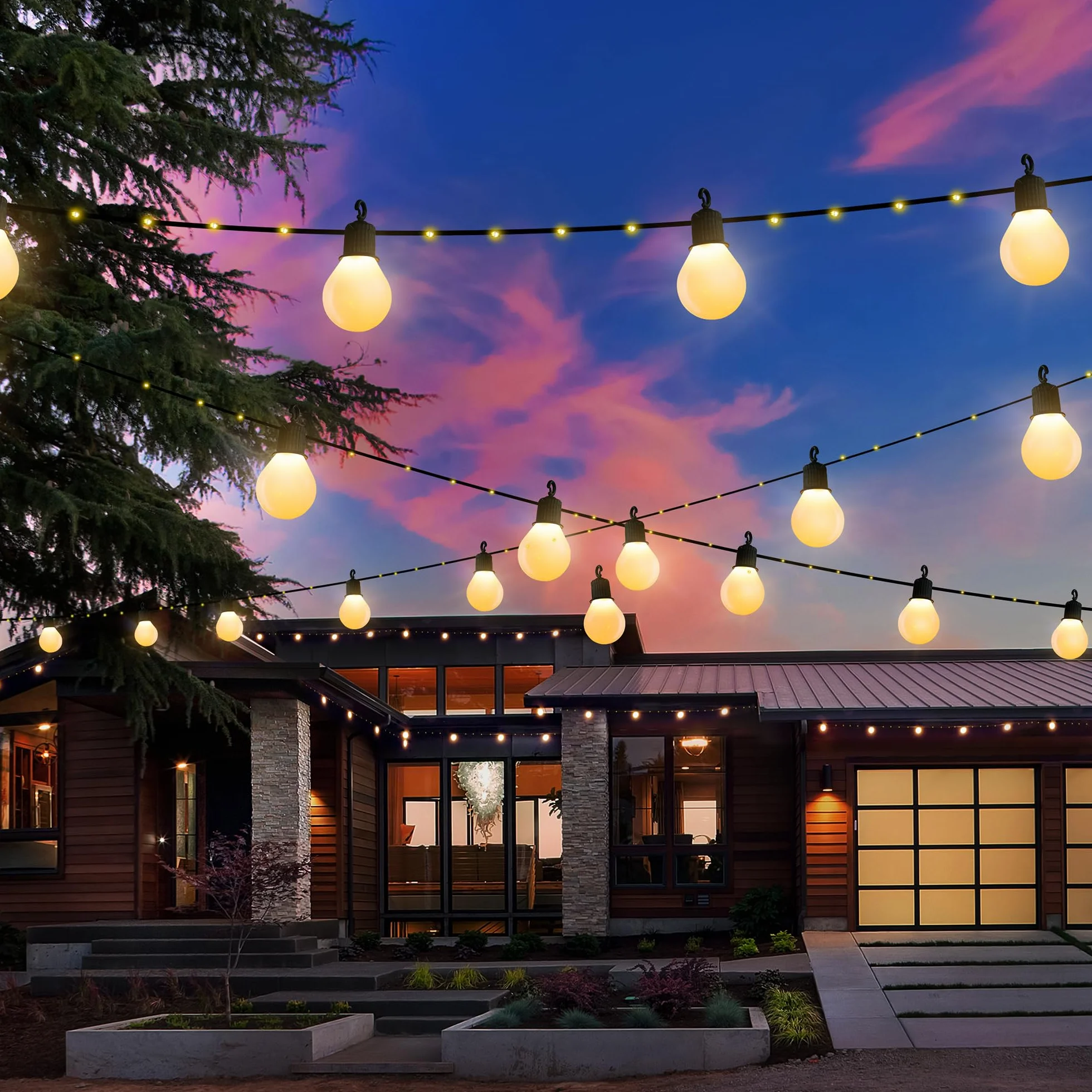 Tacobey Guirnaldas de Luces Exterior Solar 10M 100 LED IP65 Impermeable Blanco Cálido