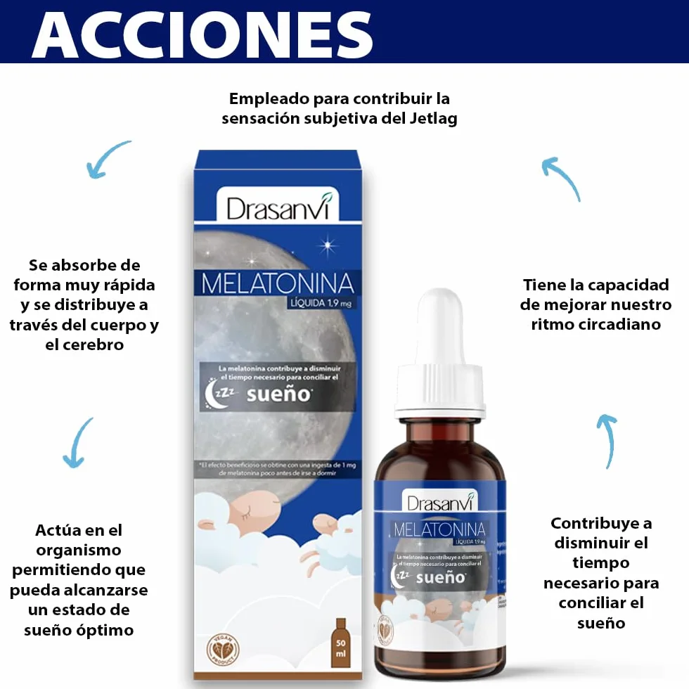 DRASANVI Melatonina Pura 1,9 mg 50 ml 31 Días Sabor Limón