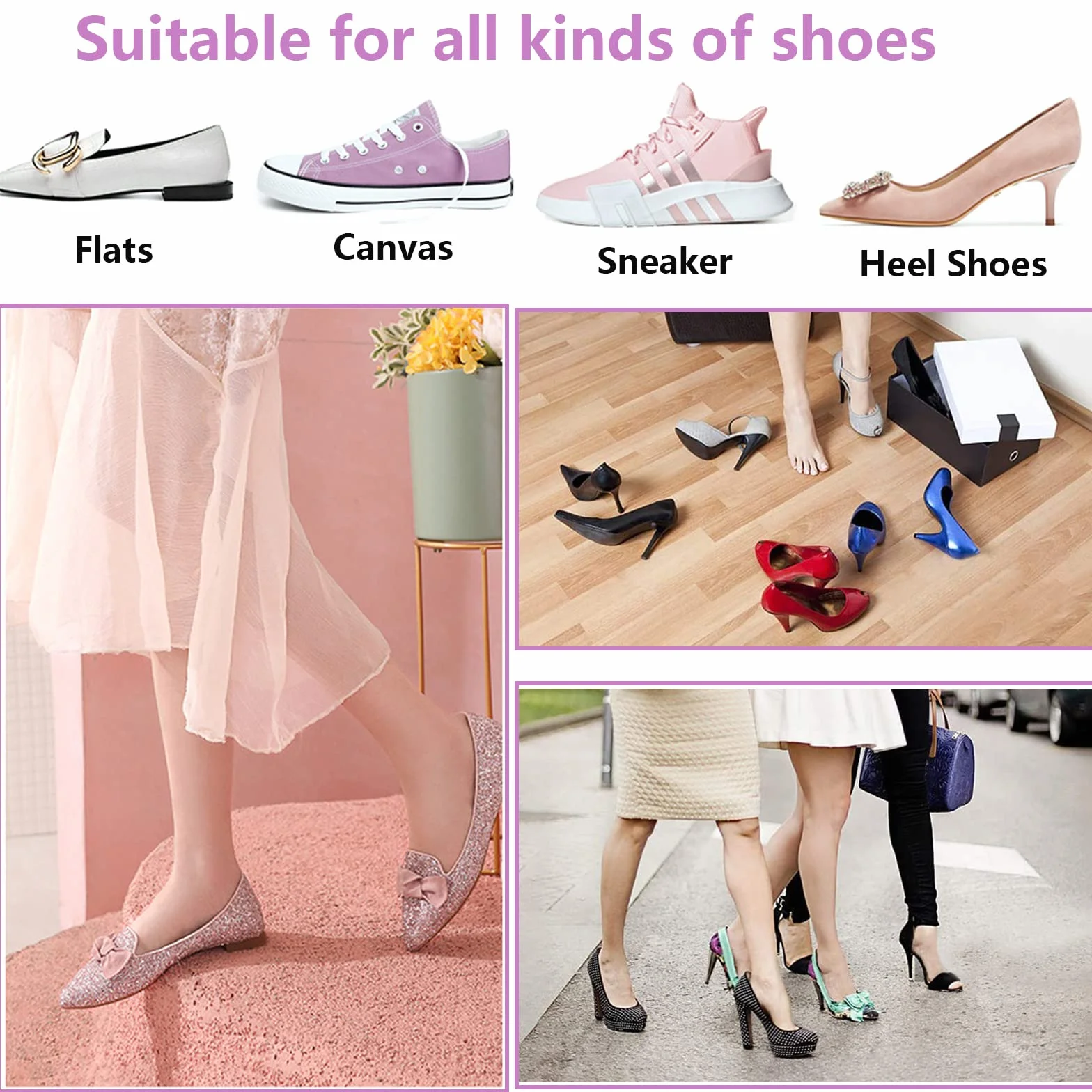 Taloneras para zapatos 8 pares autoadhesivas antideslizantes
