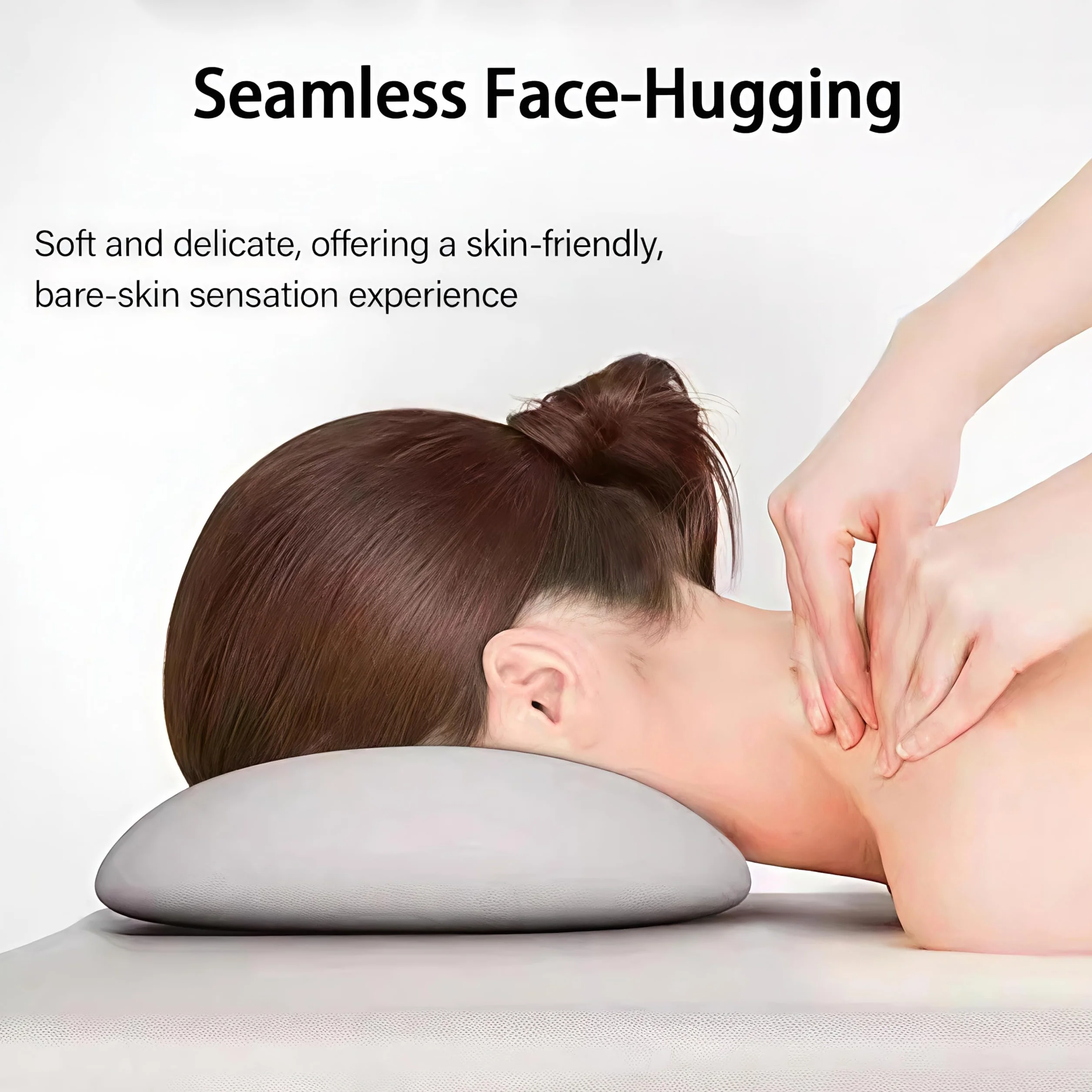 Cojín para Salón de Belleza Almohada Facial de Masaje Reposacabezas U-Forma Cómodo Boca Abajo Suave Resistente (Gris)