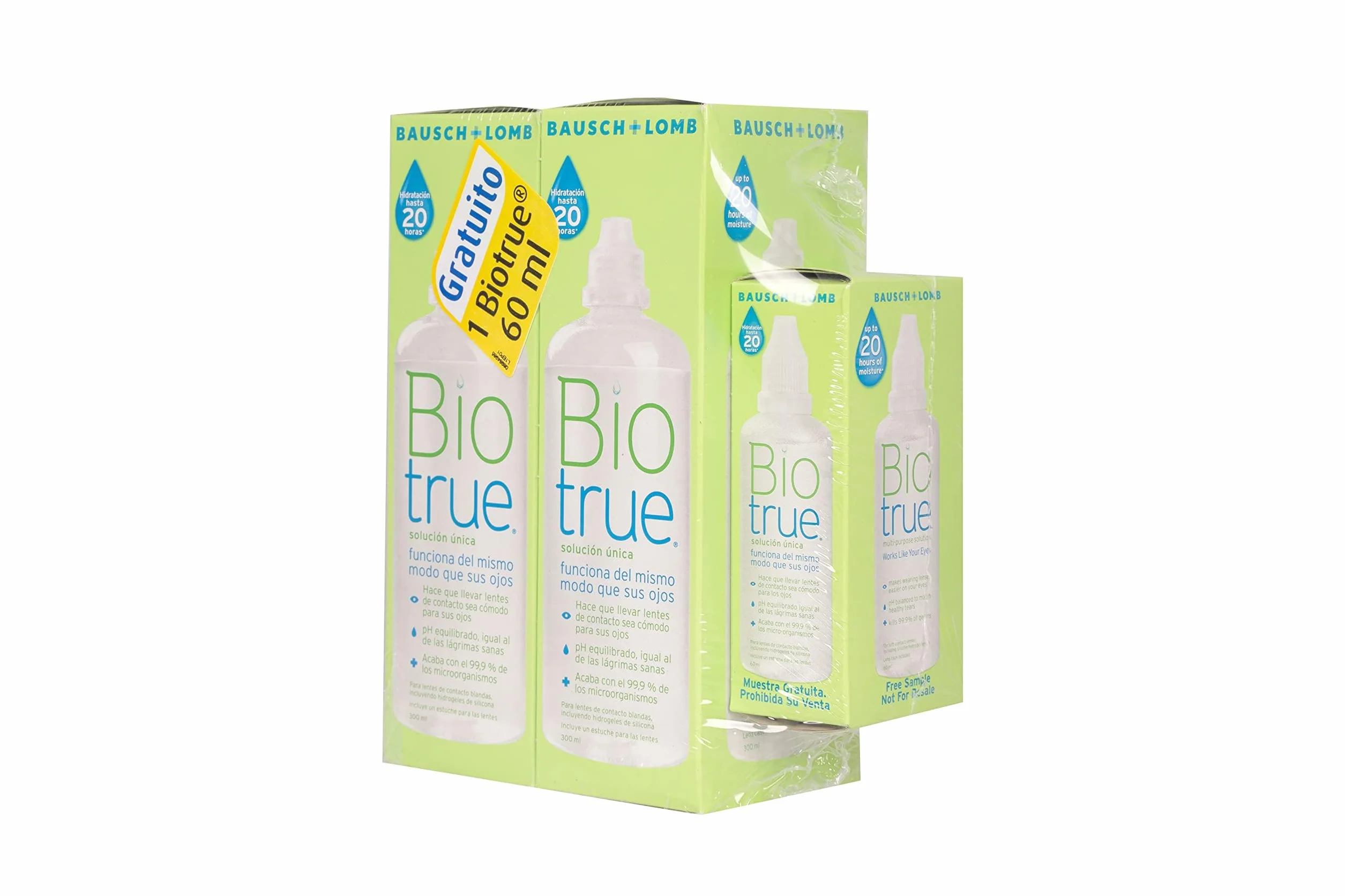 Bausch + Lomb Biotrue Solución Única 2 x 300ml + 60ml para Lentes de Contacto Blandas