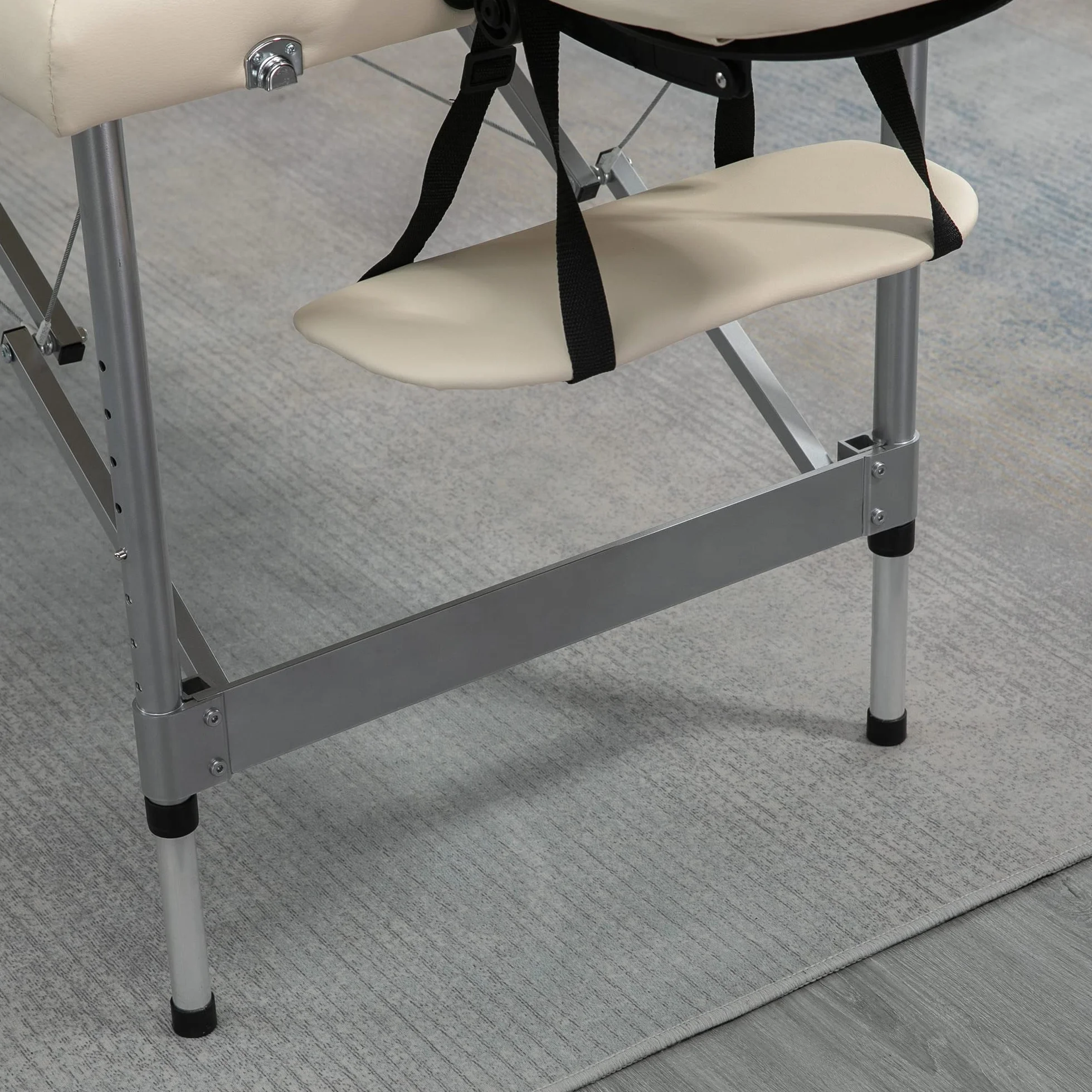 HOMCOM Camilla de Masaje Plegable Portátil con Altura Ajustable 7 Posiciones Marco Aluminio 130 kg 186x71x62-83 cm Beige
