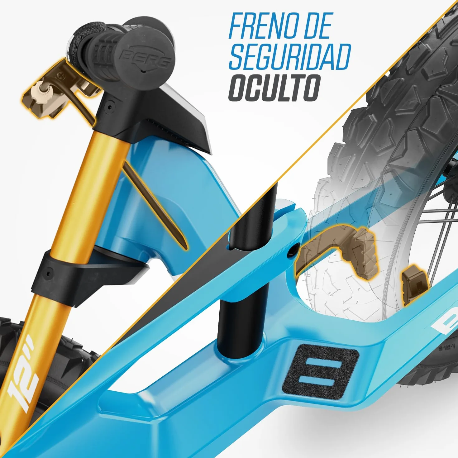 BERG Bicicleta sin Pedales Biky | 2,5-5 años, 12 pulgadas, con freno de mano, cuadro ligero de magnesio, ruedas hinchables