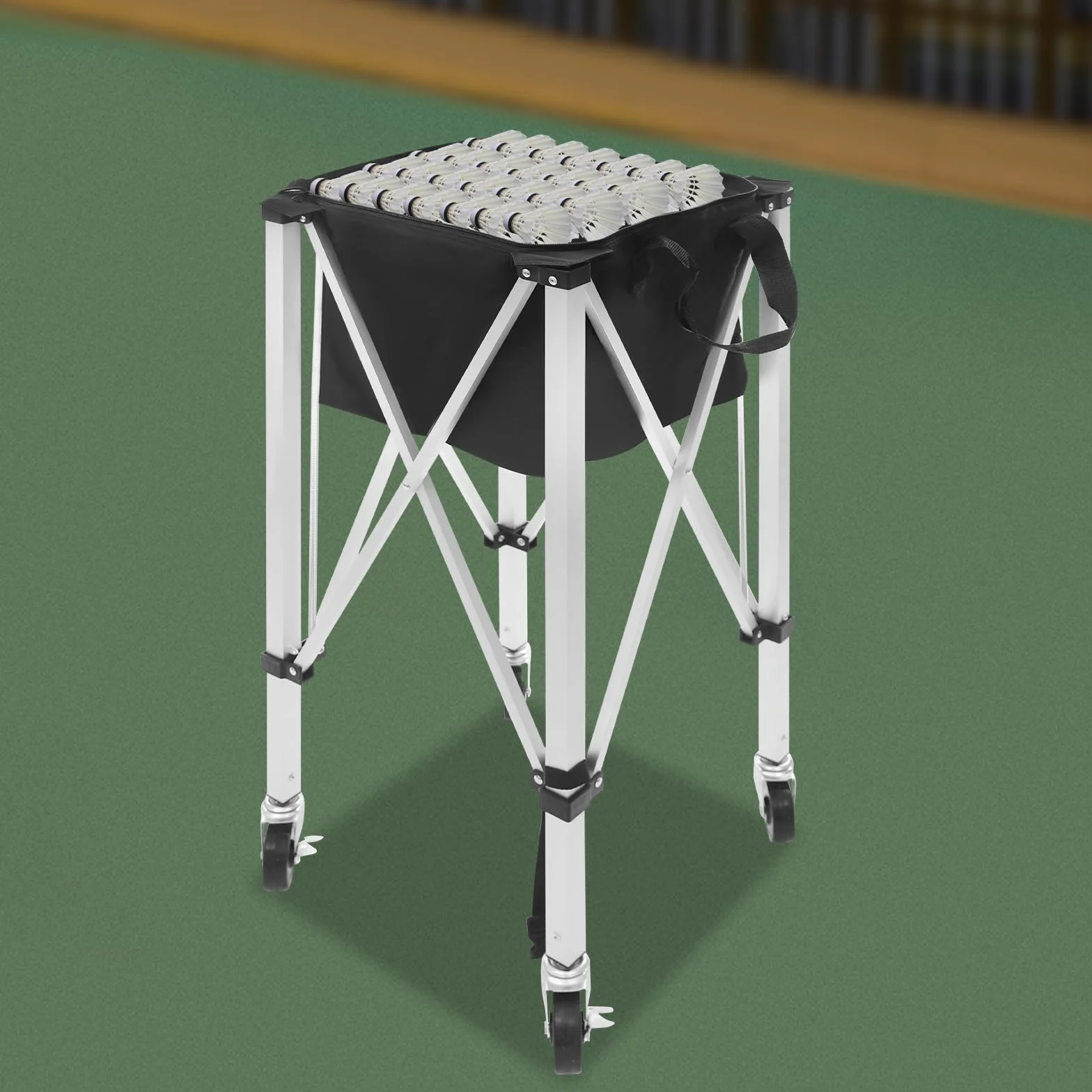 Portapelotas de tenis portátil, cesta de tenis plegable, soporte de pelota de tenis con ruedas, para el juego de tenis en clubes de tenis, escuelas y parques.