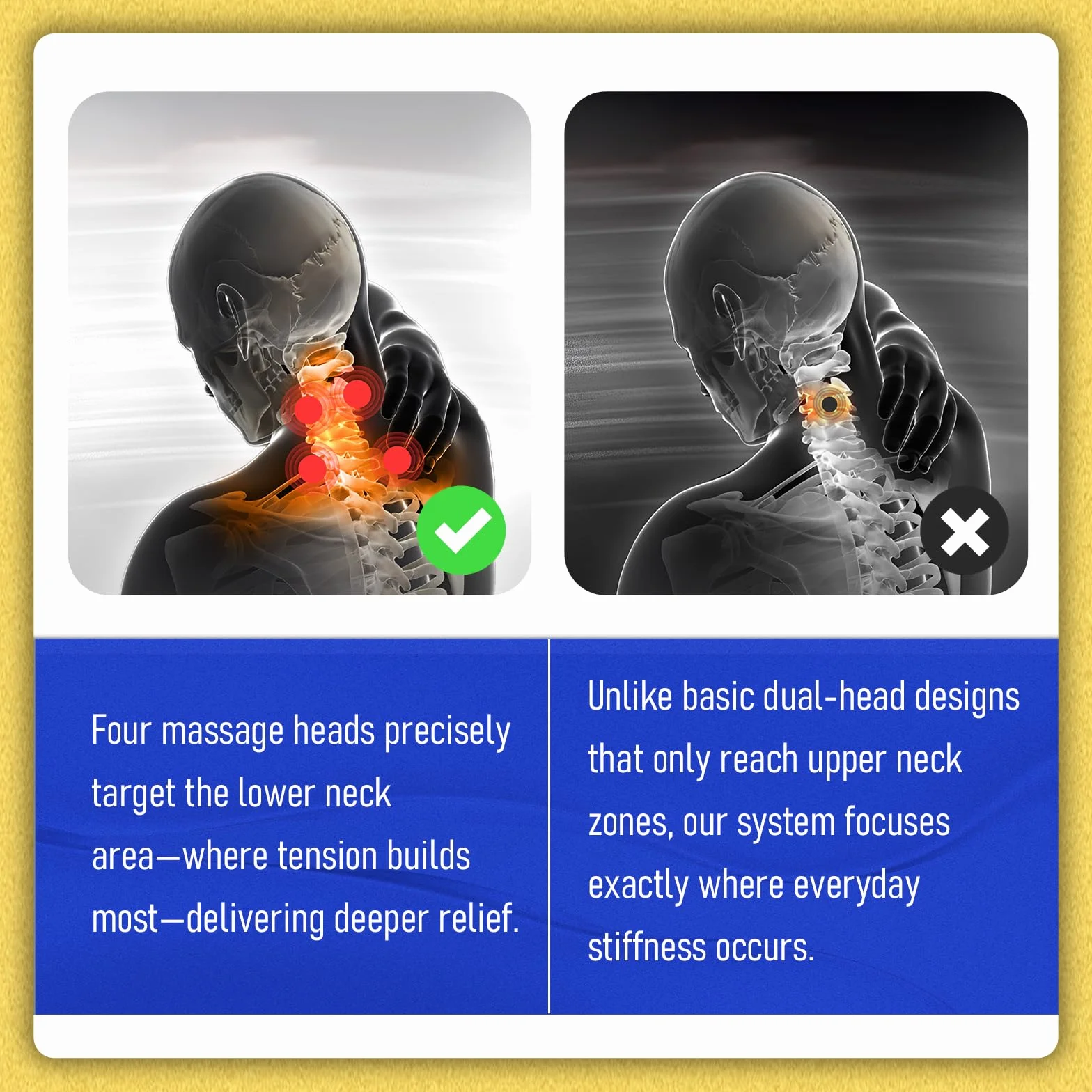 Masajeador de cuello eléctrico con calor 2.0 Pro 4 cabezas masaje cervical 16 niveles intensidad ergonómico portátil