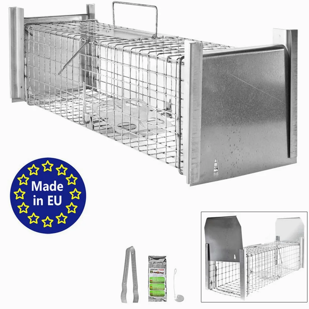 Petigi Animales Humane Trampa Jaula Captura Ratones Ratas Conejos Topos Martas Castores Tejones, Dimensiones/Modelo:Trampa Animales pequeños 9 (65 x 17 x 17 cm)