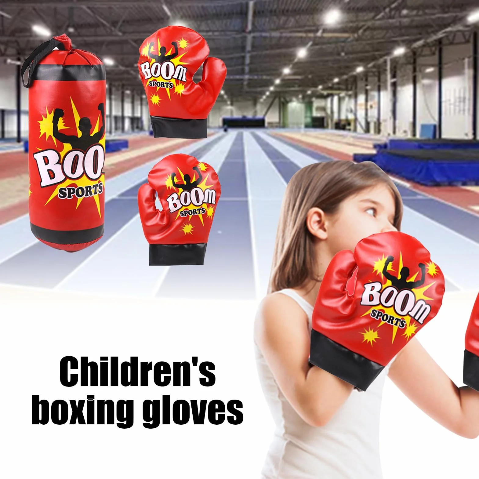 Kids Boxing Training Set - Durable Punching Bag with Gloves, Safe Sandbag for Beginners, Adjustable Hanging Equipment and Teens | Home Gym Fitness Kit for Kicking Practice Teen Fitnes Exercise