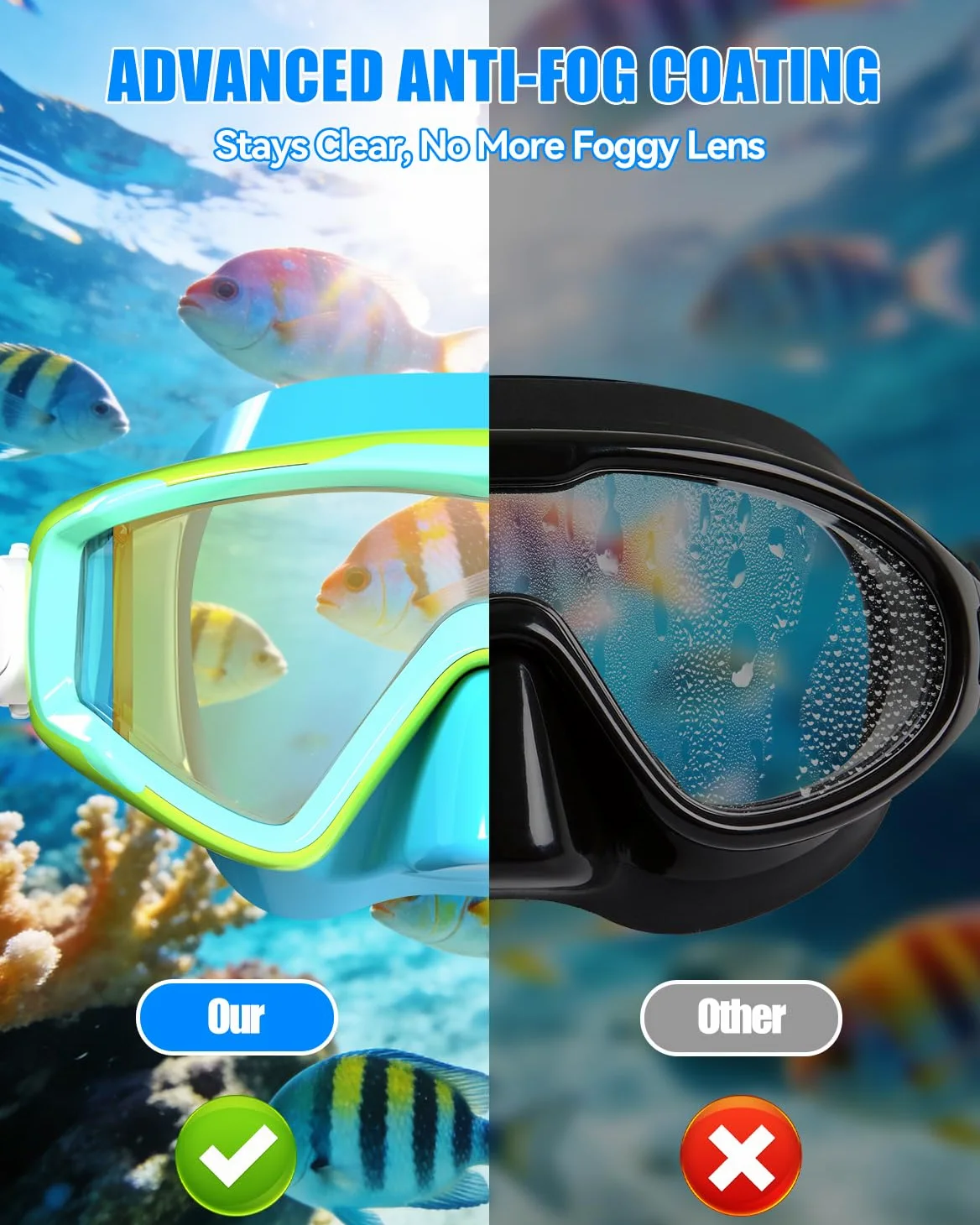 Aegend Gafas de natación para adultos y niños, gafas antivaho de visión amplia de 220° con bolsa de malla para interiores y exteriores, piscina, playa, natación