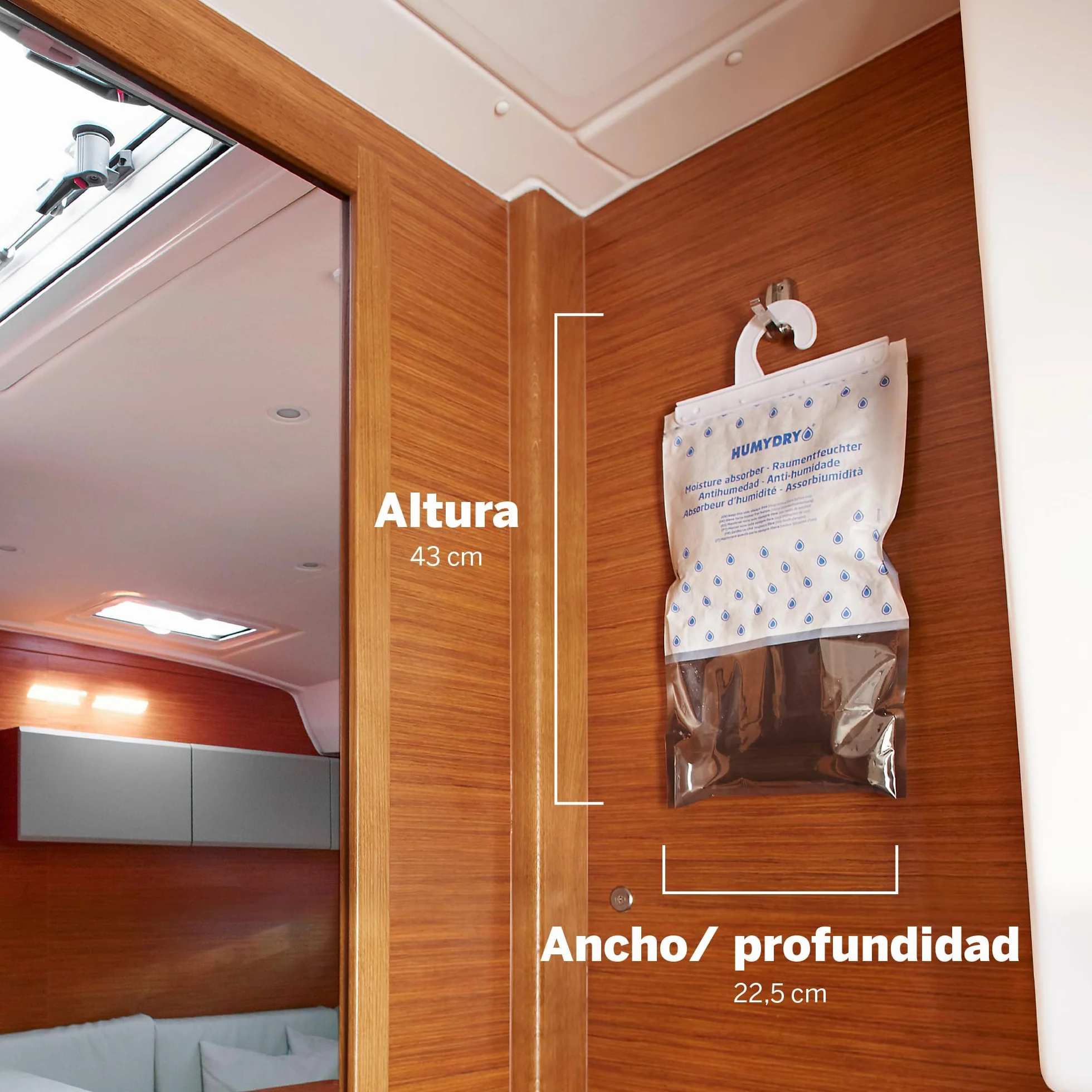 Bolsas antihumedad Percha Humydry 3x450g Absorbe Humedad Armarios 15 m2 Fragancia Neutro