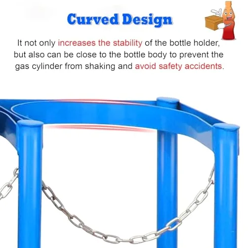 Estante Fijo para bombonas de Gas de 80 a 100 cm de Alto, con Cadena Protectora y Tornillos de fijación, Organizador para Almacenamiento y Transporte (Doble bombona de 27 cm)