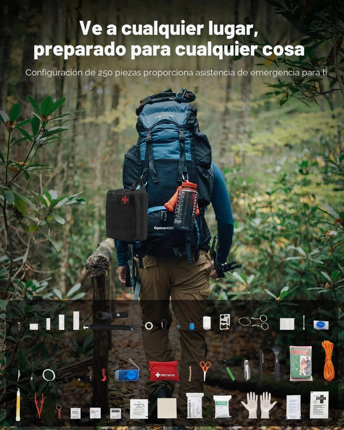 VEVOR Botiquín de Primeros Auxilios, Bolsa de Nailon 600D 210x150x110 mm 250 Piezas para Emergencias