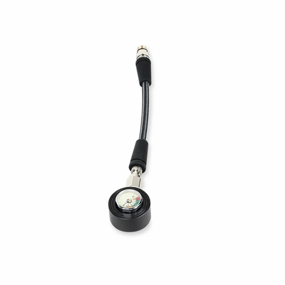 Manguera luminosa de alta presión de fibra de carbono, clasificación de 300 bares, giro de 360°, rosca 7/16-20UNF compatible con tanques