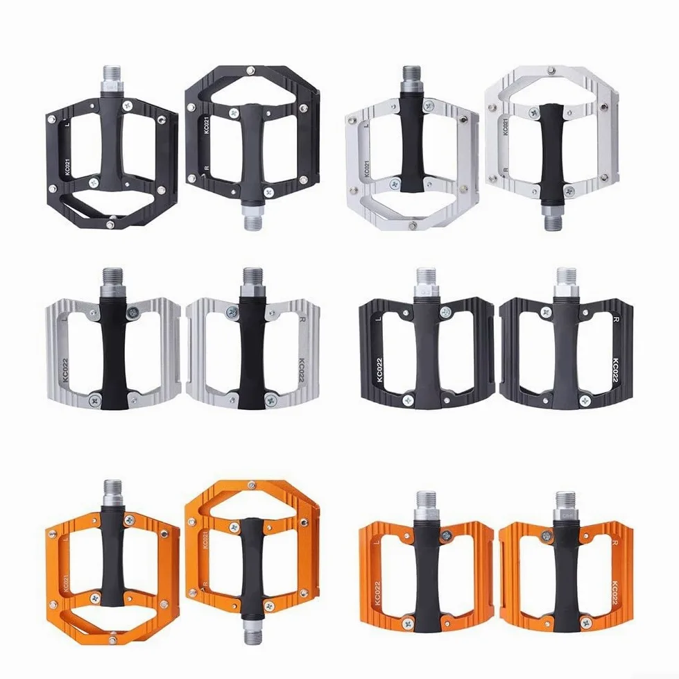 Pedales de bicicleta de montaña, aleación de aluminio CNC con cuerpo de fibra de nailon, pedales planos antideslizantes de doble rodamiento para ciclismo MTB