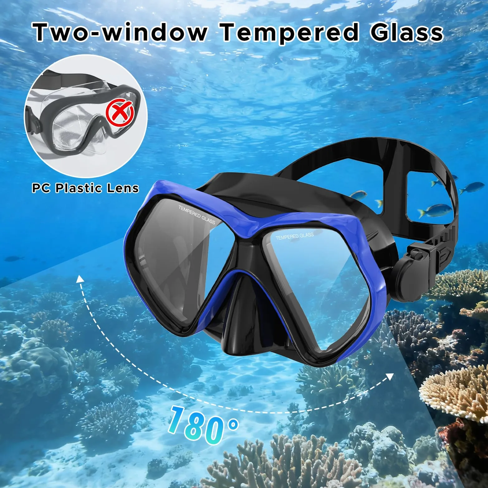 Máscara de buceo antivaho para adultos, gafas de buceo y esnórquel