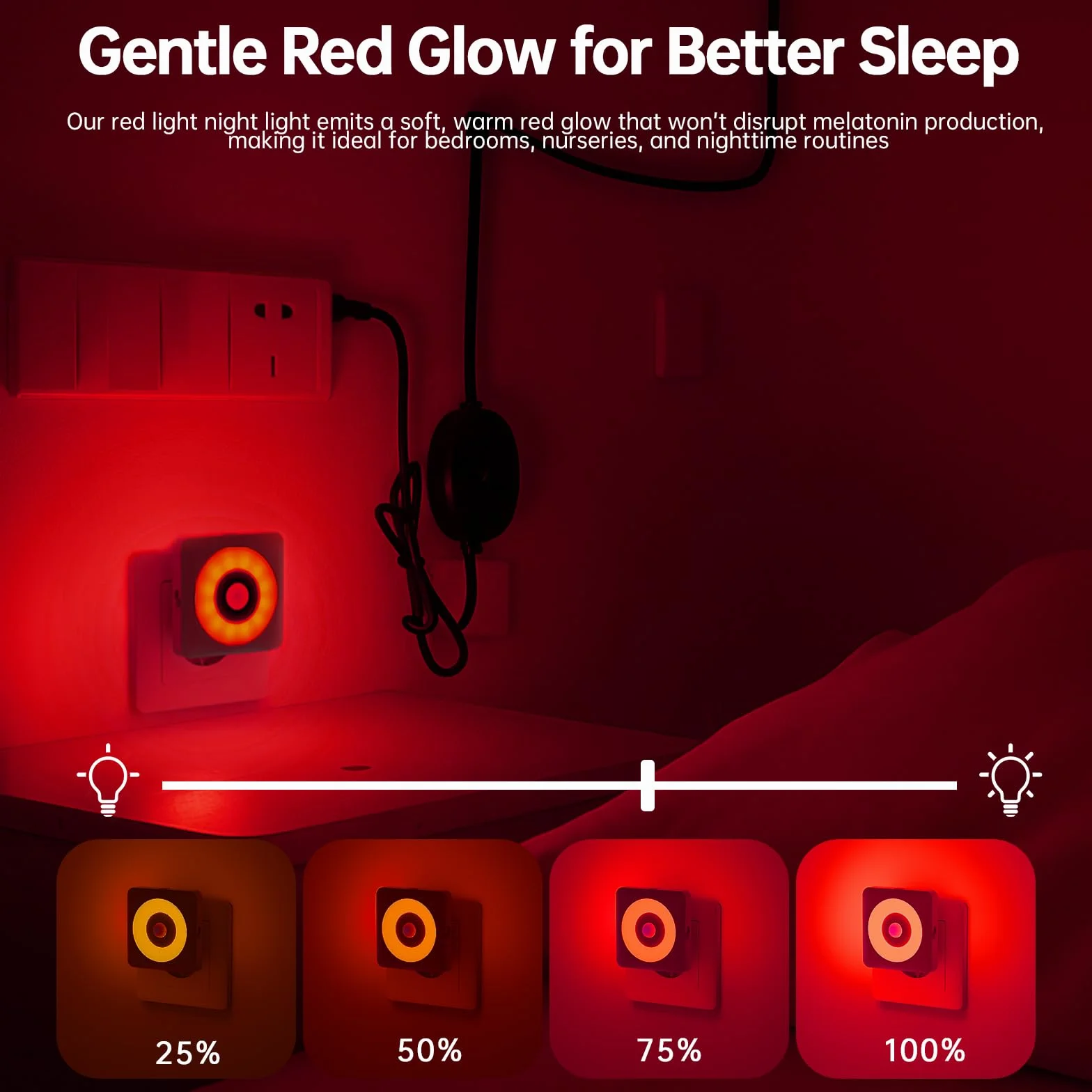 LED Luz con Sensor de Movimiento 2pcs Luce Notturna Bambini da Presa Brillo Regulable CE Rojo