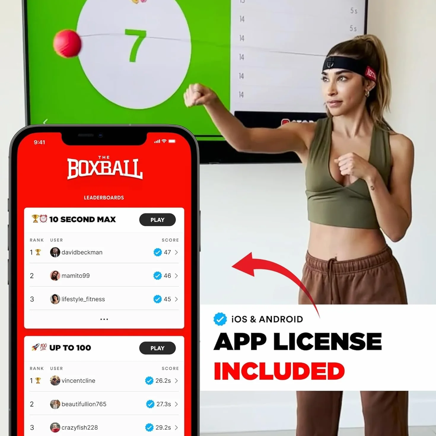 Boxbollen Pelota de boxeo original con aplicación iOS Android diadema ajustable juego deportivo coordinación ojo-mano