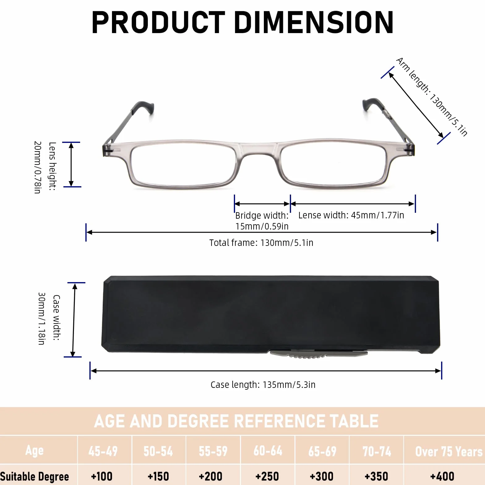 Gafas de Lectura TR90 Ultrafinas Anti Luz Azul para Hombres y Mujeres (+3.0) Negro