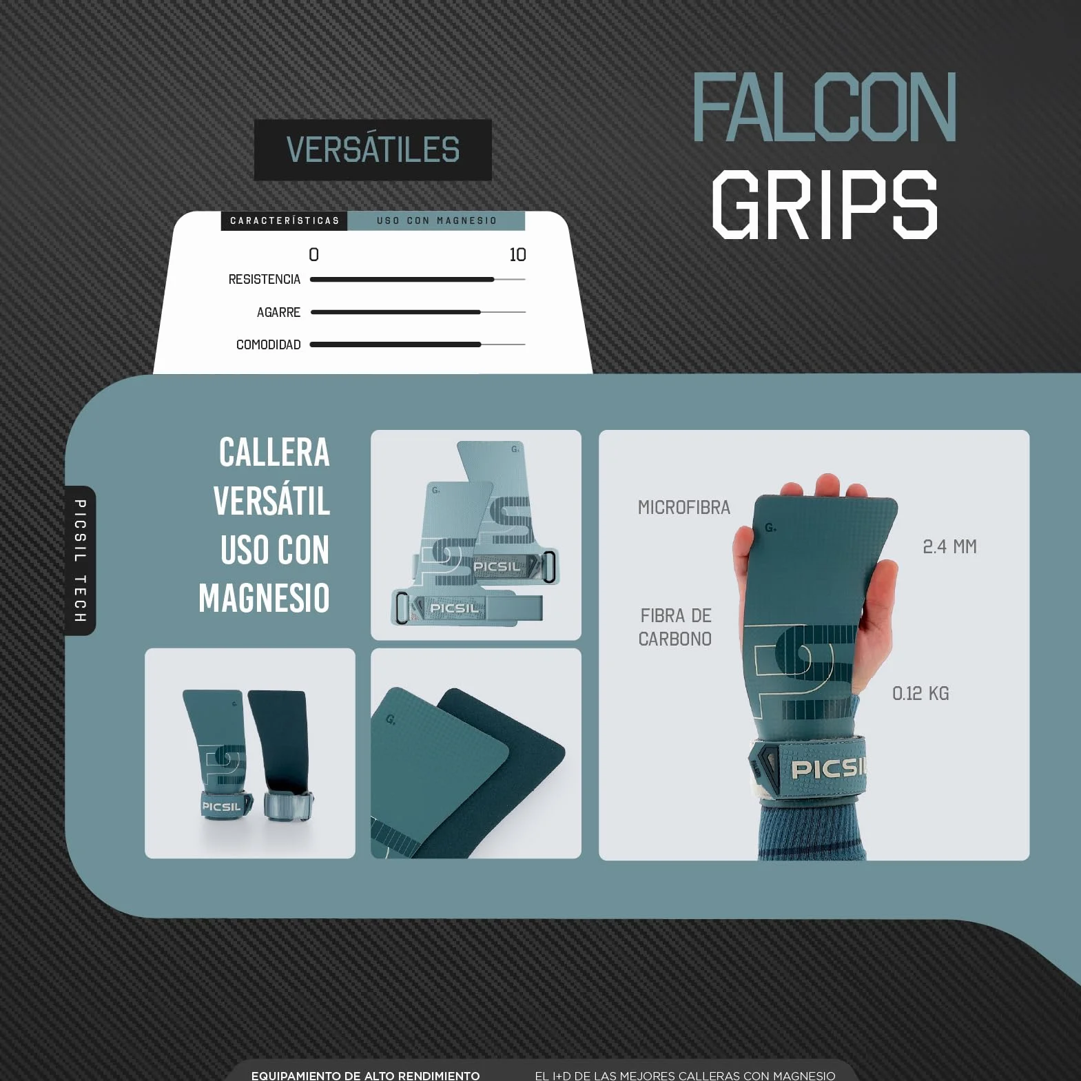 PICSIL Falcon Calleras Fibra Carbono Agarre Cross Training Gimnasio