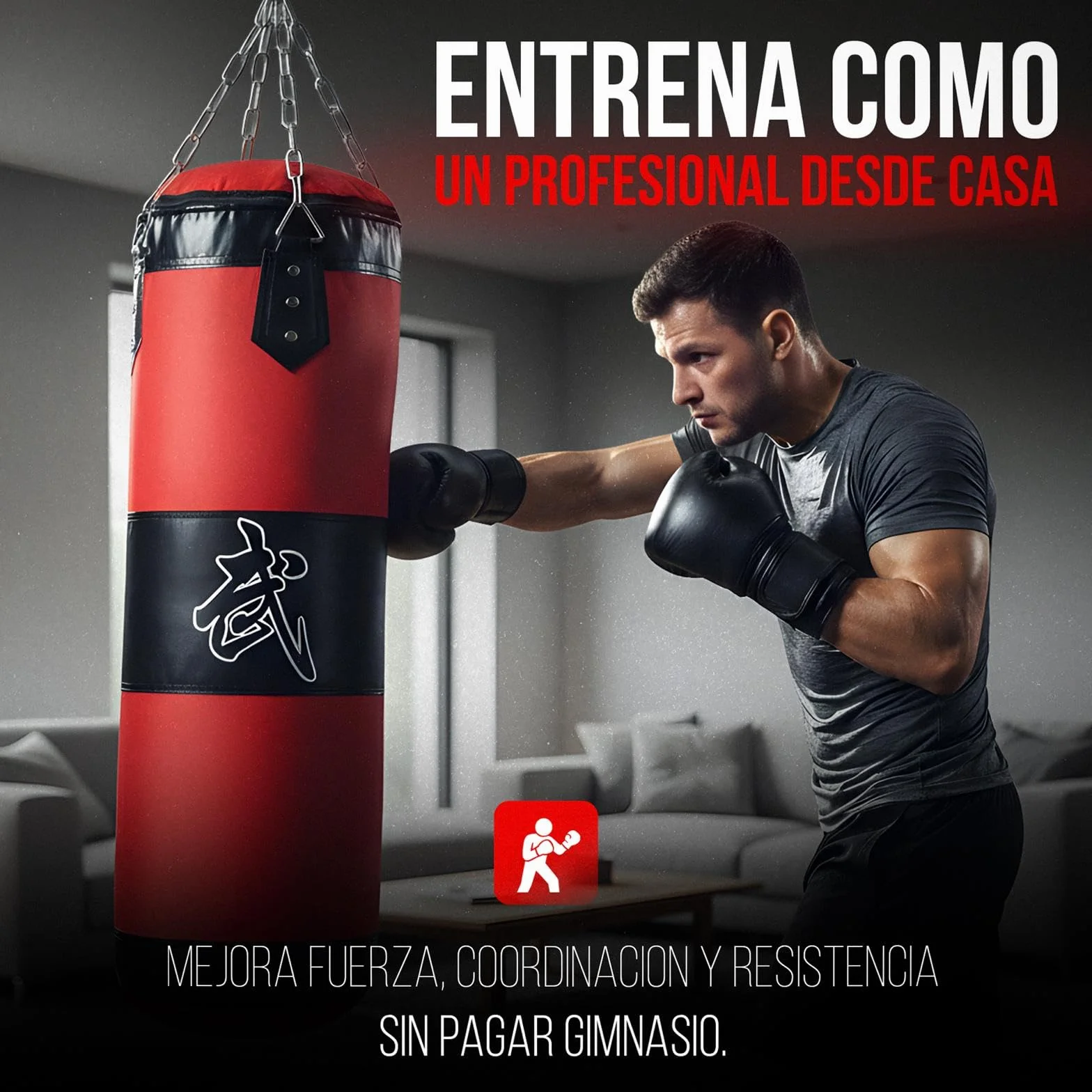 Sacos de Boxeo, Sin-Relleno para Adutos, Cadena, Saco de Boxeo Pesado, MMA, Extremadamente Resistente y Duradero, Kickboxing, Bolsa para Entrenamiento, Fitness, Artes Marciales, Ejercicio Fisico