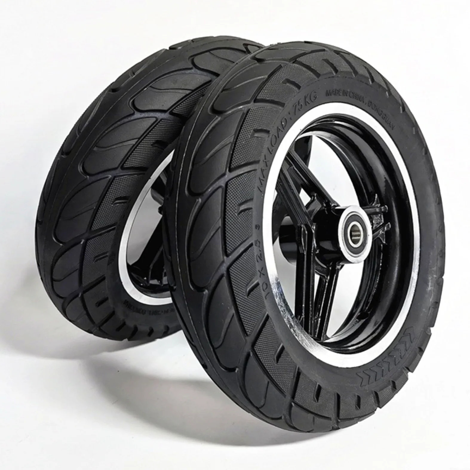 1 Rueda de Repuesto para Scooter de 10 Pulgadas, 10 x 2,125, neumático de Caucho Macizo con Conjunto de Cubo de Rueda, Rueda Completa a Prueba de explosiones (10 mm), Resistente al Desgaste