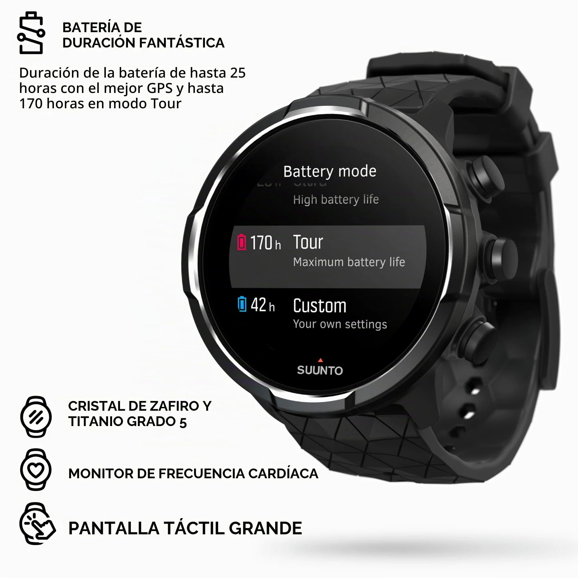 Suunto 9 Baro Reloj deportivo GPS con batería de larga duración y medición del ritmo cardiaco en la muñeca