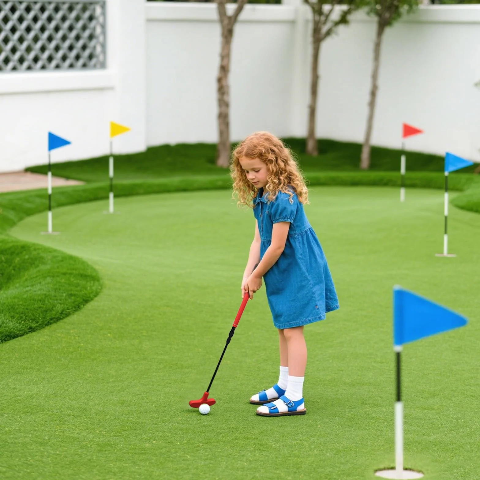 Juego de putter de golf ajustable ambidiestro rojo y azul para niños y jóvenes