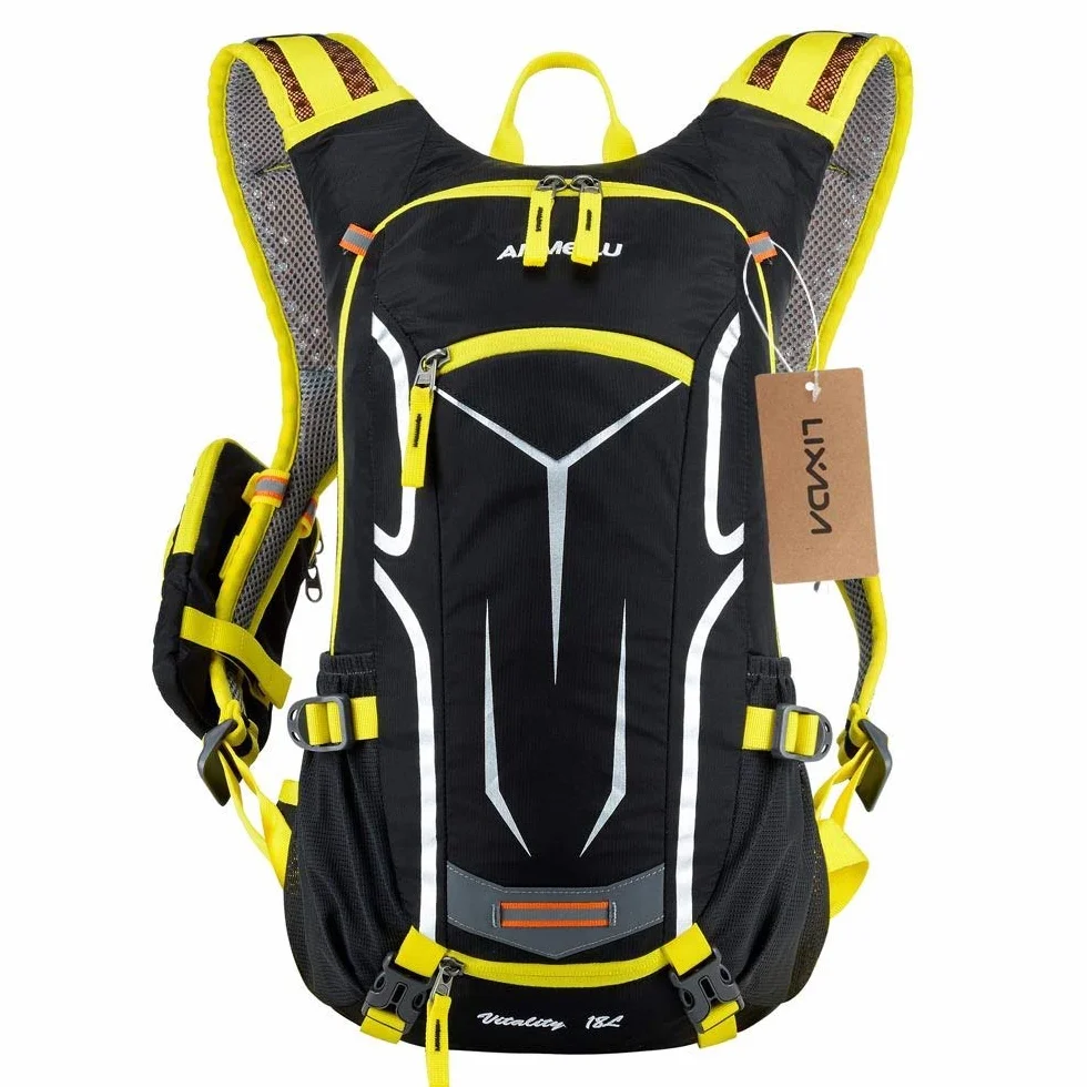 Lixxada Mochila de Ciclismo Impermeable 18L Unisexo Respirable Ultraligero con Cubierta de Lluvia Mochila de Hombro para Ciclismo Montañismo Viajes
