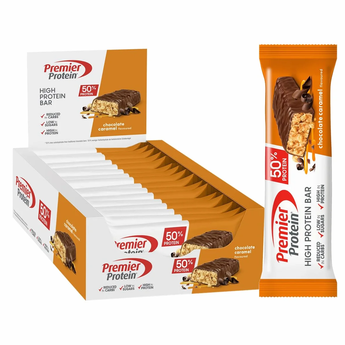 Premier Protein High Protein Bar 50% Chocolate Caramel 16x40g