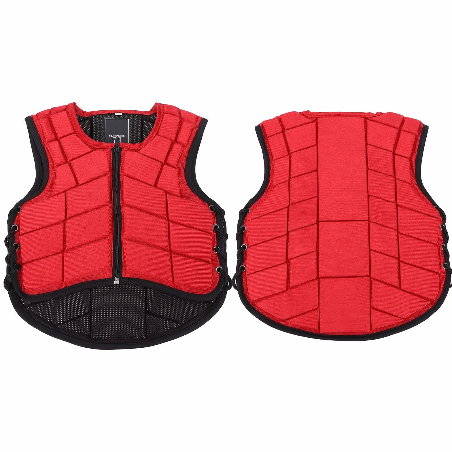 RiToEasysports Chaleco Ecuestre para Niños, Chaleco Ecuestre de Seguridad para Montar a Caballo, Diseño Lateral Ajustable, Chaleco Protector de Cuerpo Ecuestre Acolchado de Espuma, Rojo para