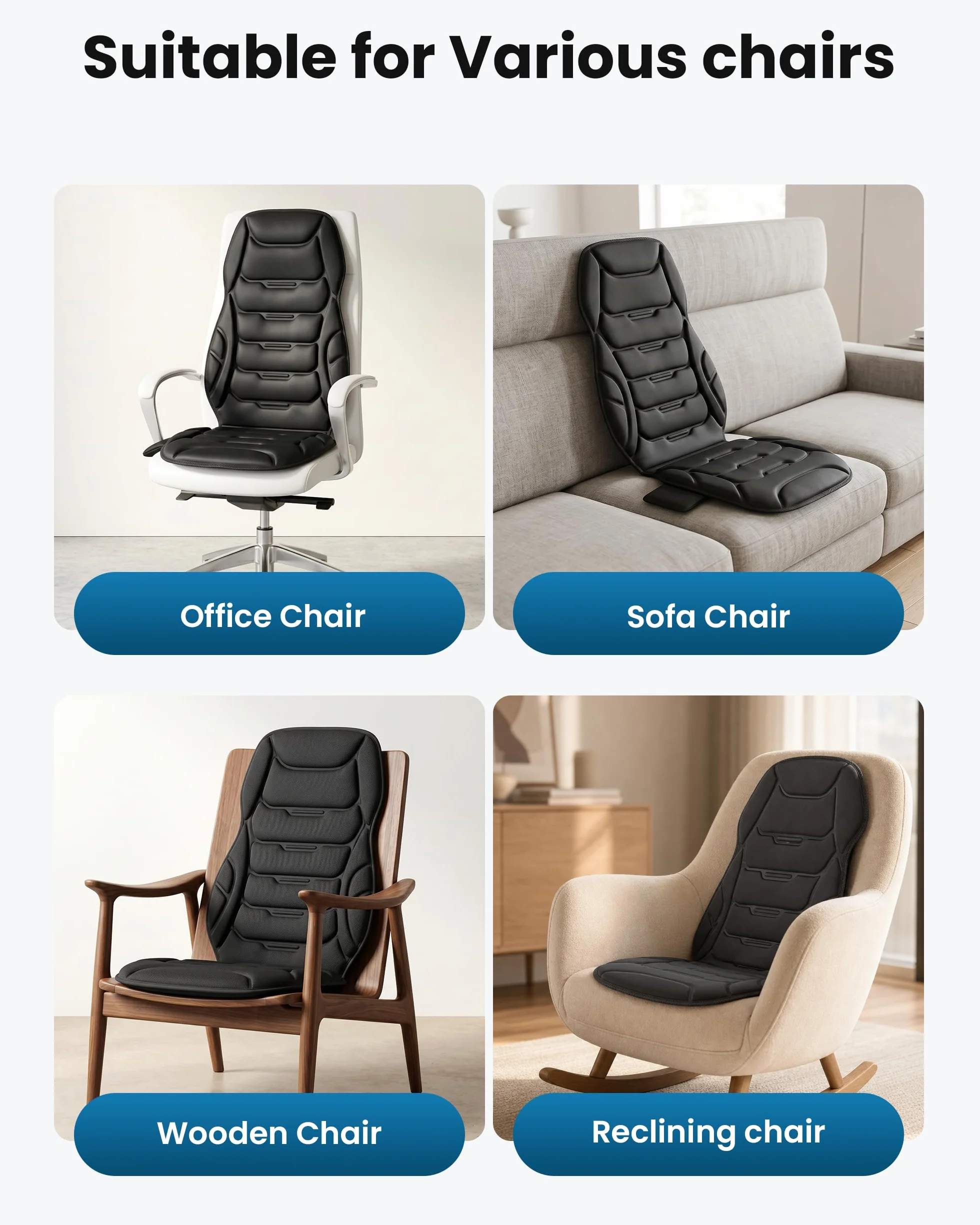 COMFIER Funda de Asiento con Masaje y Calor, Cojín de Masaje para Espalda y Cuello, Masajeador para Oficina en Casa