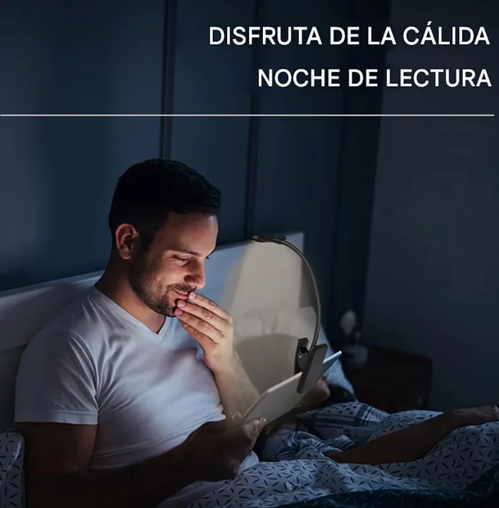 Lámpara portátil de lectura con pinza LED 5 luces, cuello flexible 360º, para noche cama escritorio infantil