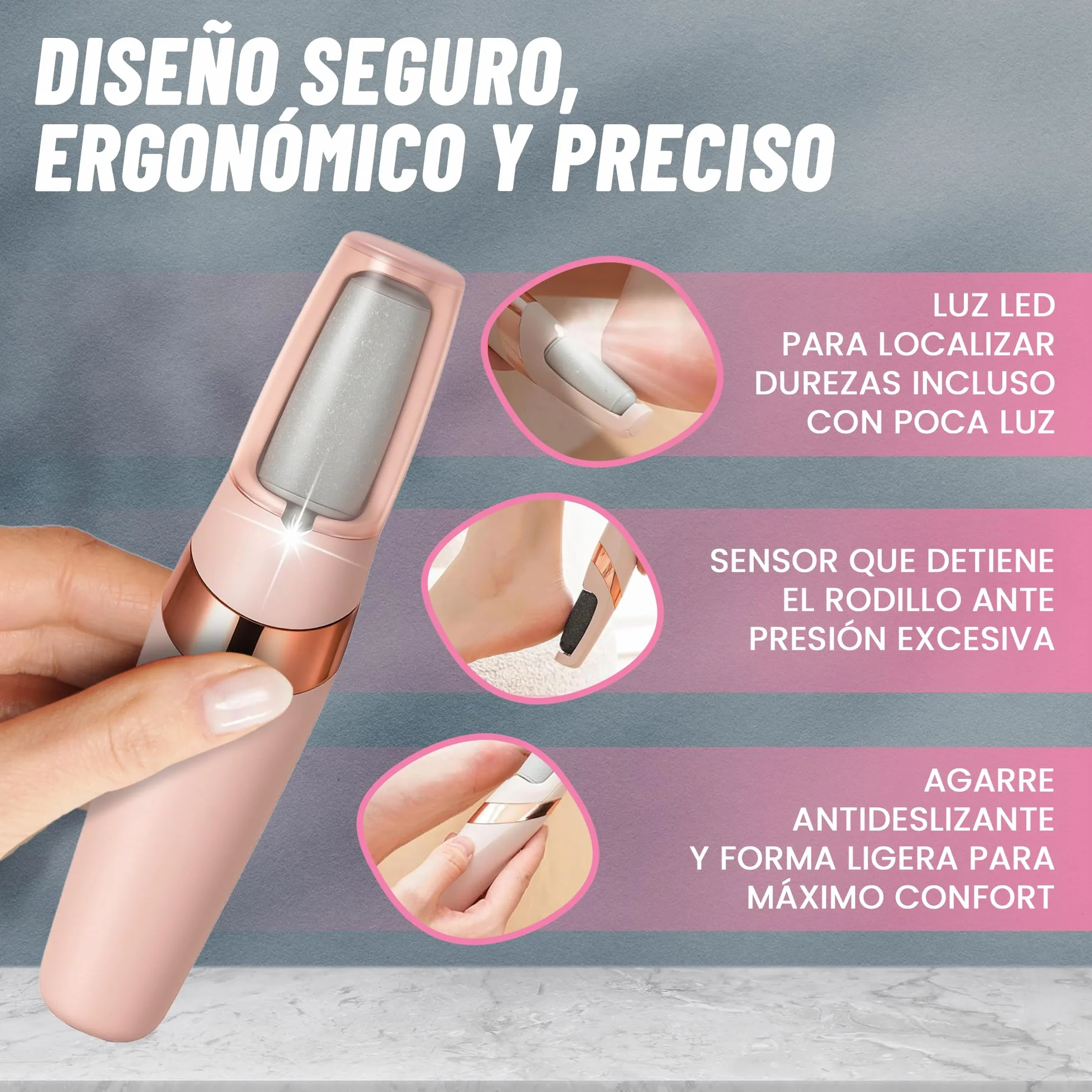 Lima Electrica Pies Durezas - Quita Durezas Recargable con Luz Integrada