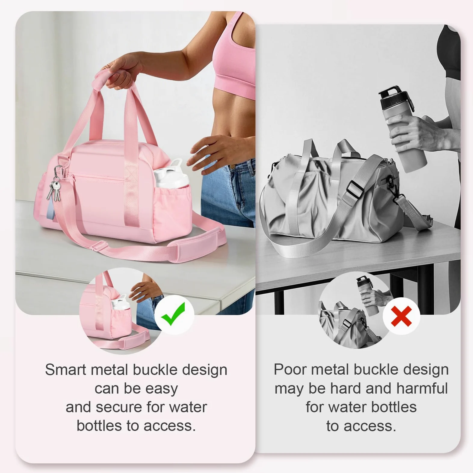 Mini bolsa de gimnasio para mujeres y niñas, pequeña bolsa de gimnasio con compartimento húmedo, impermeable, bonita bolsa de deporte para entrenamiento, Rosa, 14 pulgadas, pequeño