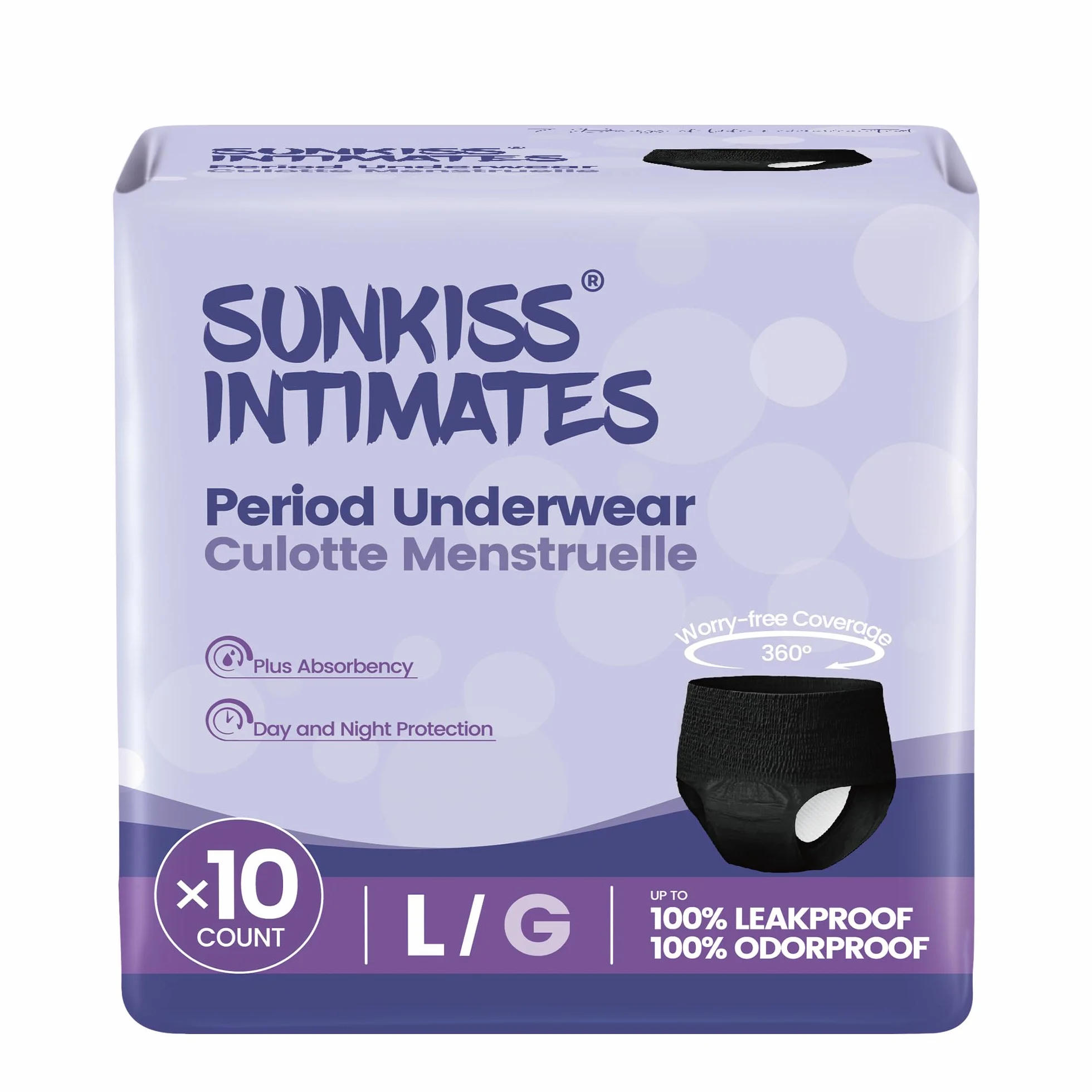 Bragas Menstruales Desechables para Flujo Abundante, Postparto, a Prueba de Fugas, Negro, Talla L, 10 Unidades