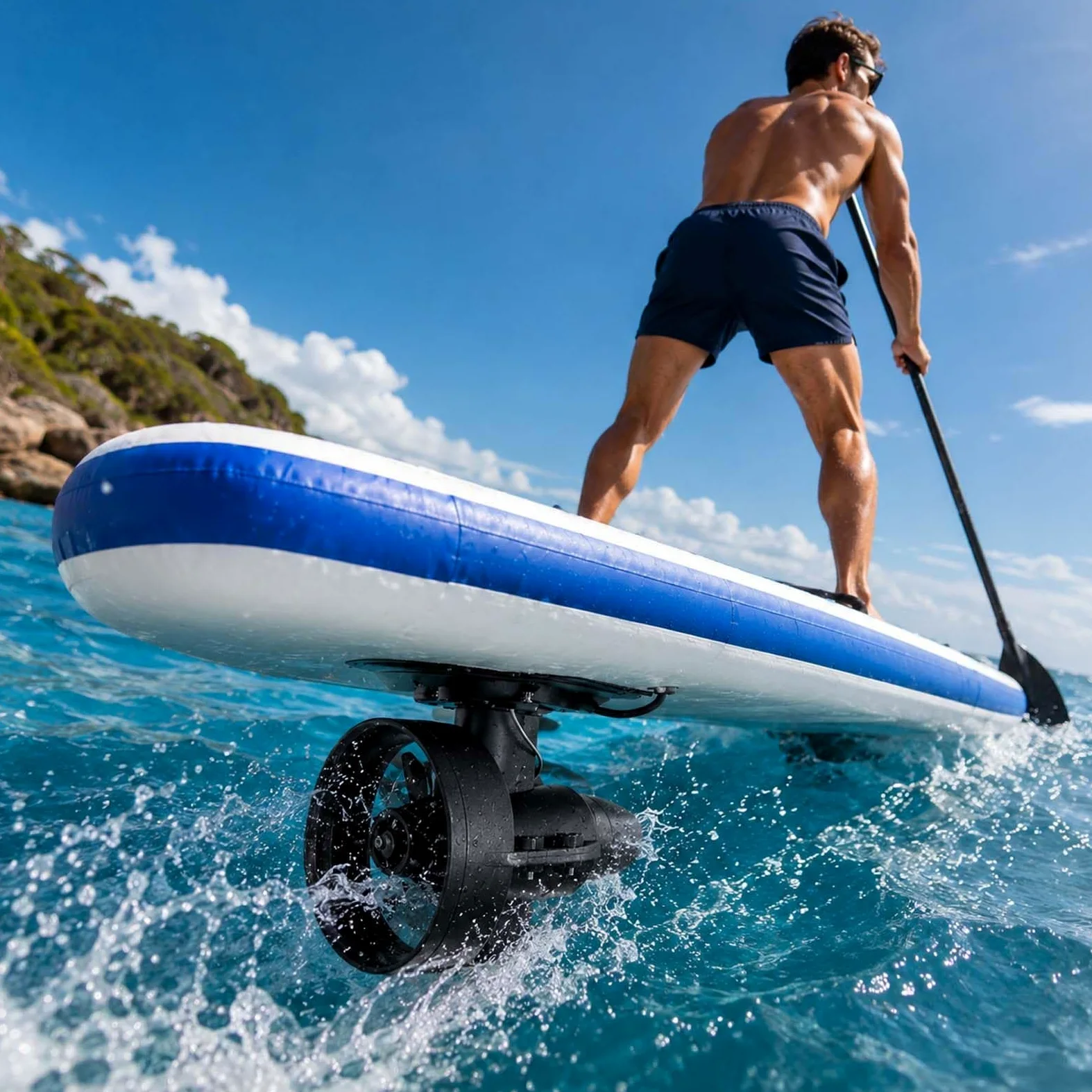 Motor Eléctrico para Sup Inflable, Propulsor Submarino de 12 V con Control Remoto, Hélice para Kayak, Base de Aleta Universal 288W