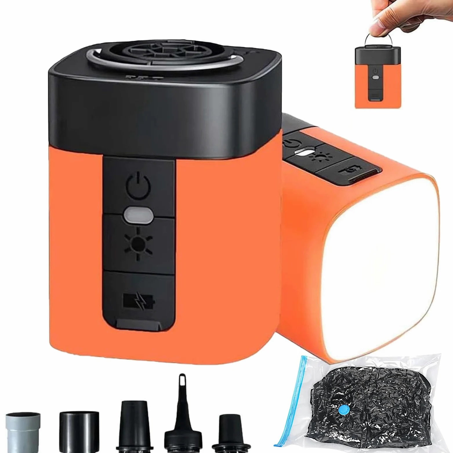 Airburst Pro – Compact Electric Pump with Vacuum & LED Light，Portable Mini Electric Air Pump ，Rapid Inflation and Deflation，Suitable for CampingAir Mattress Accessories