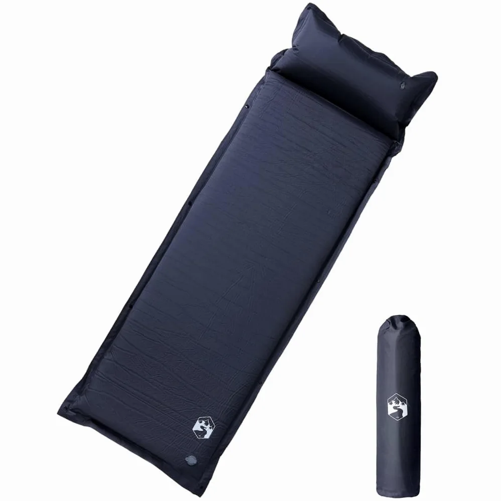 Colchoneta autoinflable con cojín, 195 x 64 x 4,5 cm, espuma 19D, impermeable, plegable, aislante, con bolsa de transporte para camping, senderismo, tienda de campaña y al aire libre