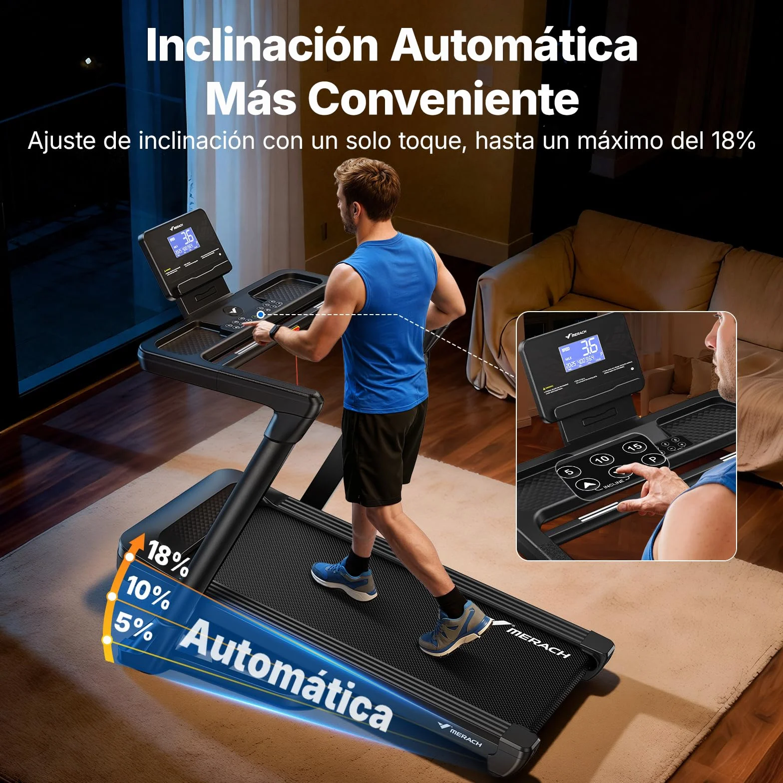MERACH Cinta de Correr Plegable 46*120 CM/46*140 CM, 18% Inclinación Automática Cinta de Andar, 3.5HP Walking Pad, 14KM/H Caminadora Electrica para Hogar/Oficina, 159KG Treadmill for Home, LCD, App
